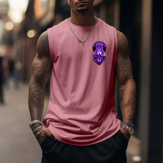Oversized Anime Print Gym Tank Top