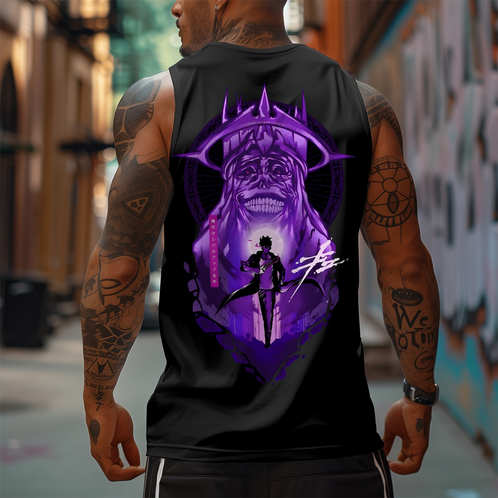 Oversized Anime Print Gym Tank Top