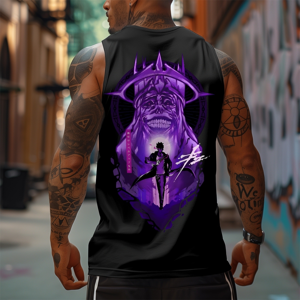 Oversized Anime Print Gym Tank Top