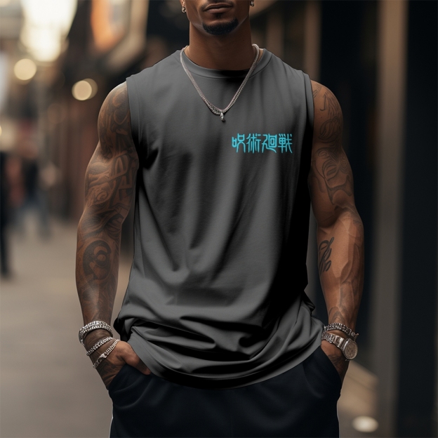 Oversized Anime Print Gym Tank Top-comicclothing