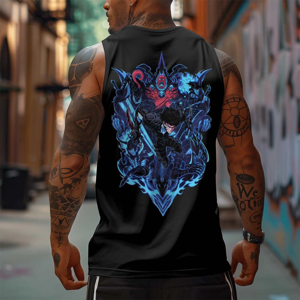 Oversized Anime Print Gym Tank Top