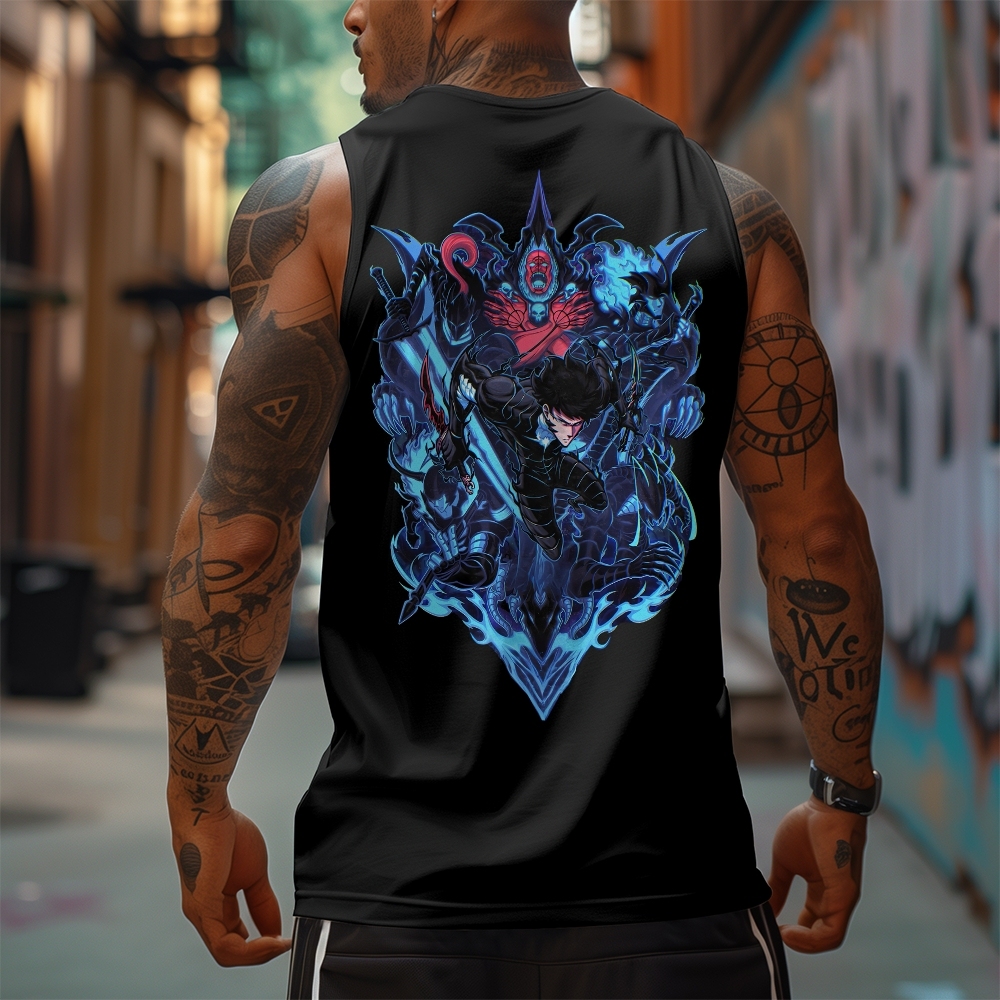 Oversized Anime Print Gym Tank Top