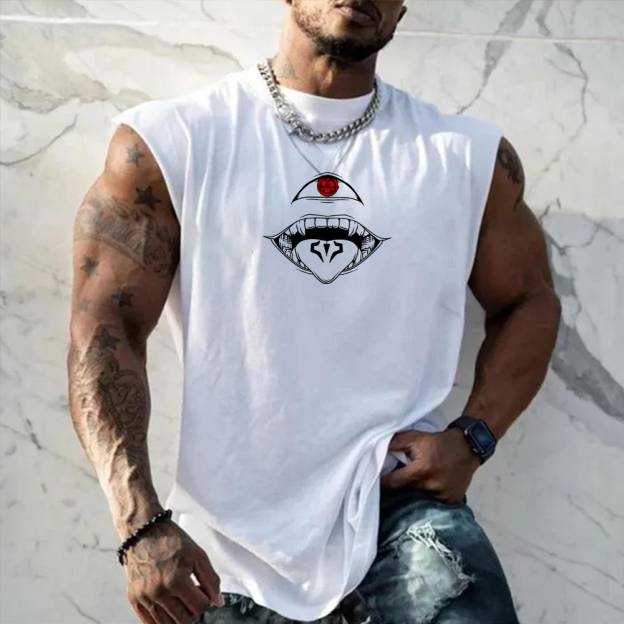 Casual Anime Print Fitness Tank Top-comicclothing