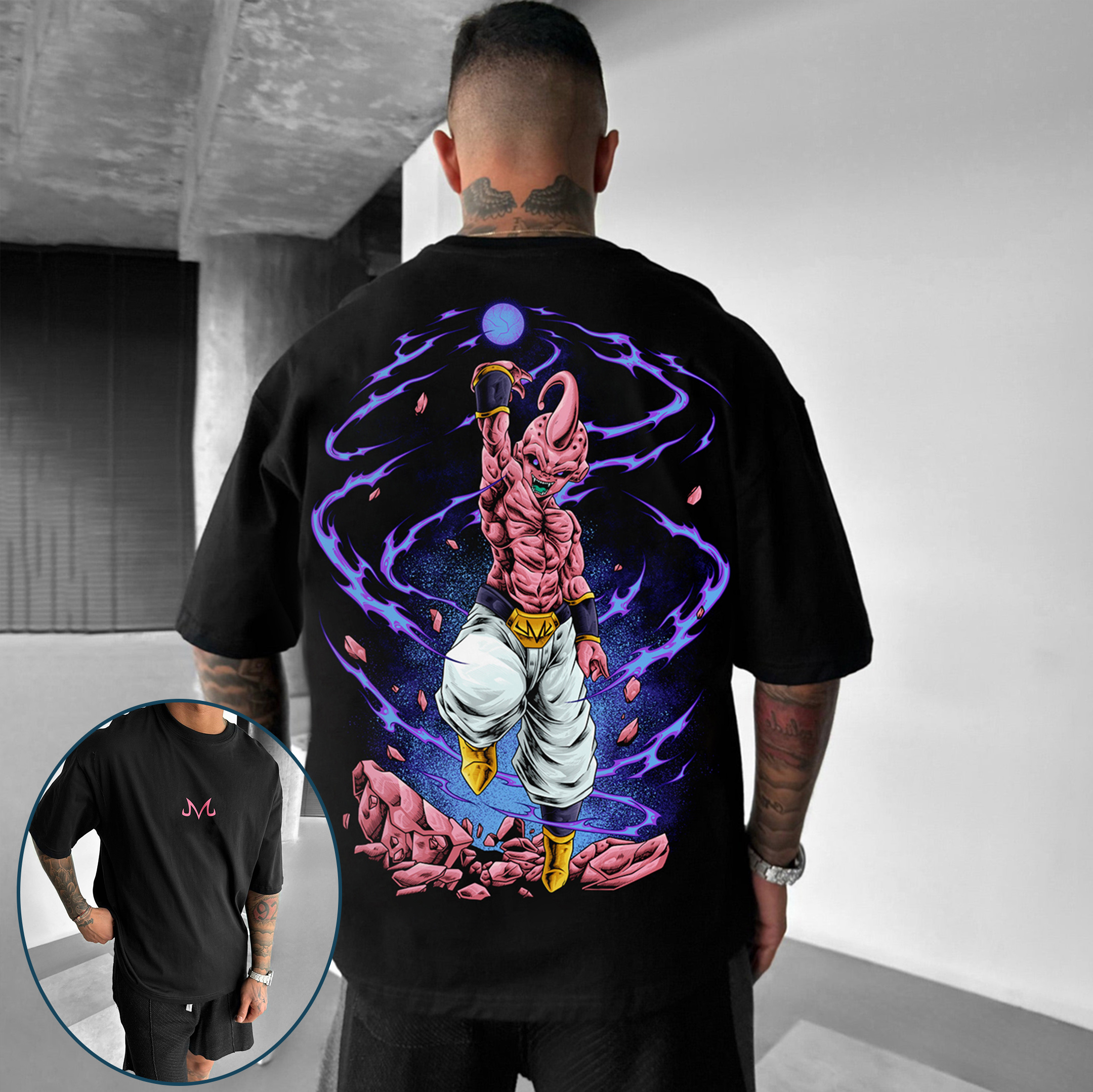 Oversize   Majin Buu Print Tee-comicclothing