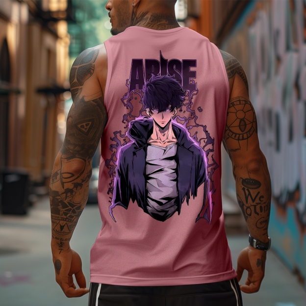 Oversized Anime Print Gym Tank Top