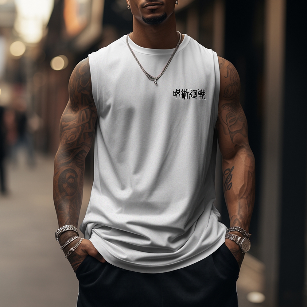 Oversized Anime Print Gym Tank Top-comicclothing