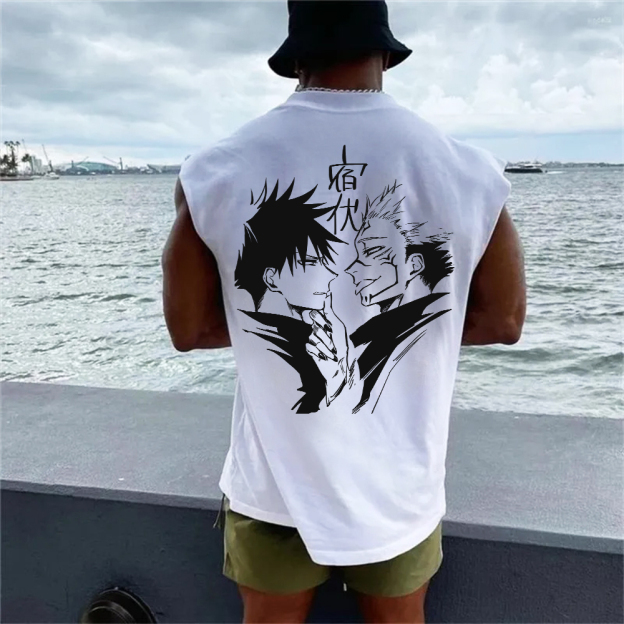Casual Anime Print Fitness Tank Top-comicclothing