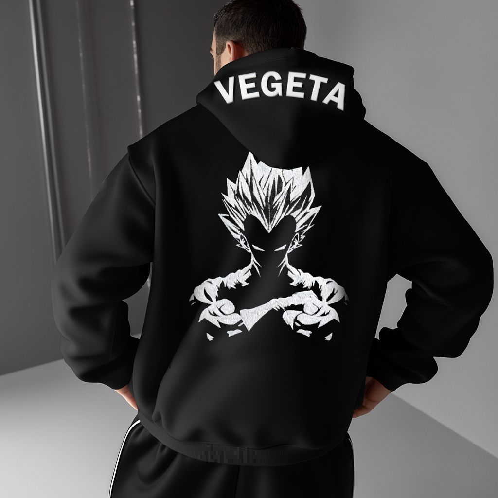 Oversize Embroidery Anime Puff Print Hoodie