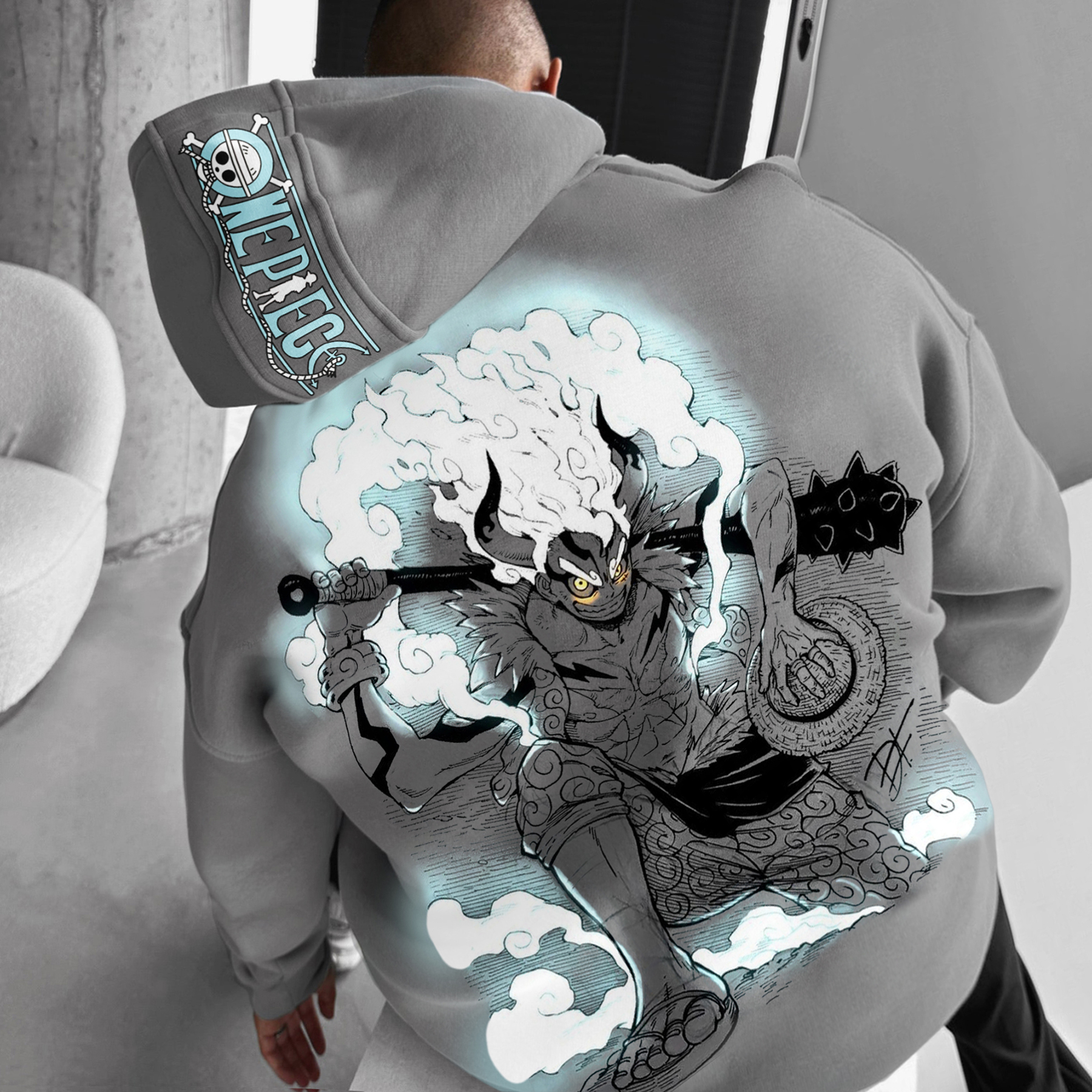 Unisex Oversized Anime Print Hoodie-Anime x kingdom