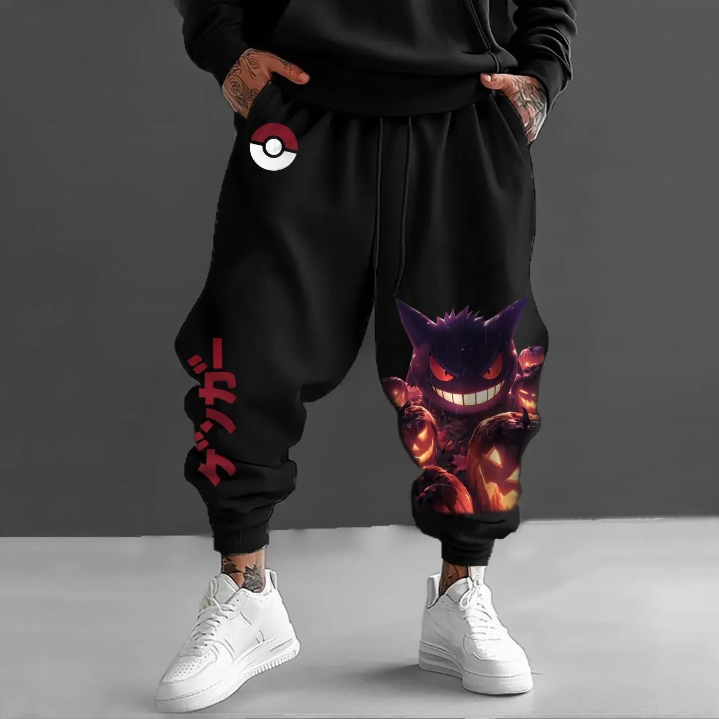 Pokémon Unisex Anime Pattern Halloween Gengar Pants