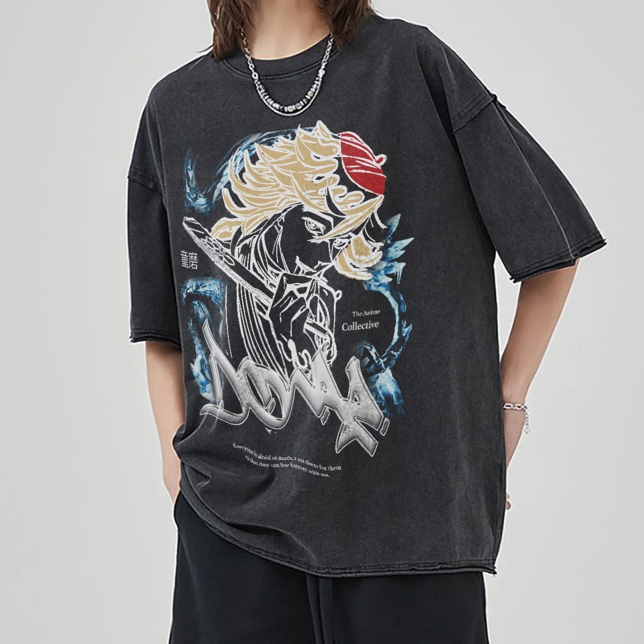 Doma Vintage Oversized T-Shirt | Demon Slayer-comicclothing