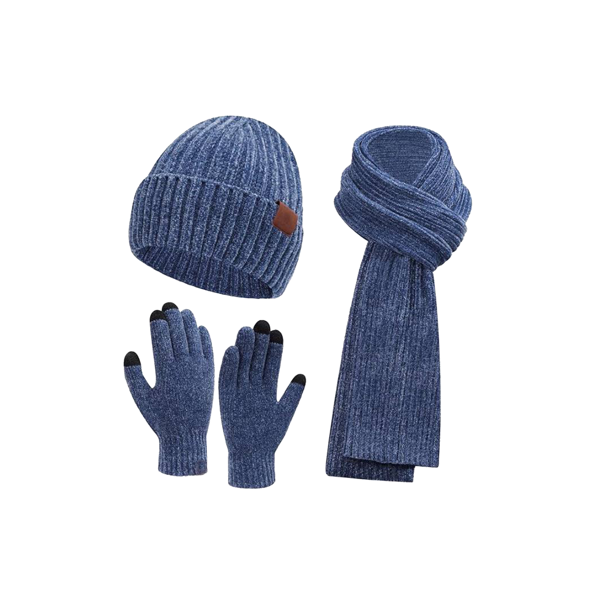 Knit hat, scarf and gloves 3 sets