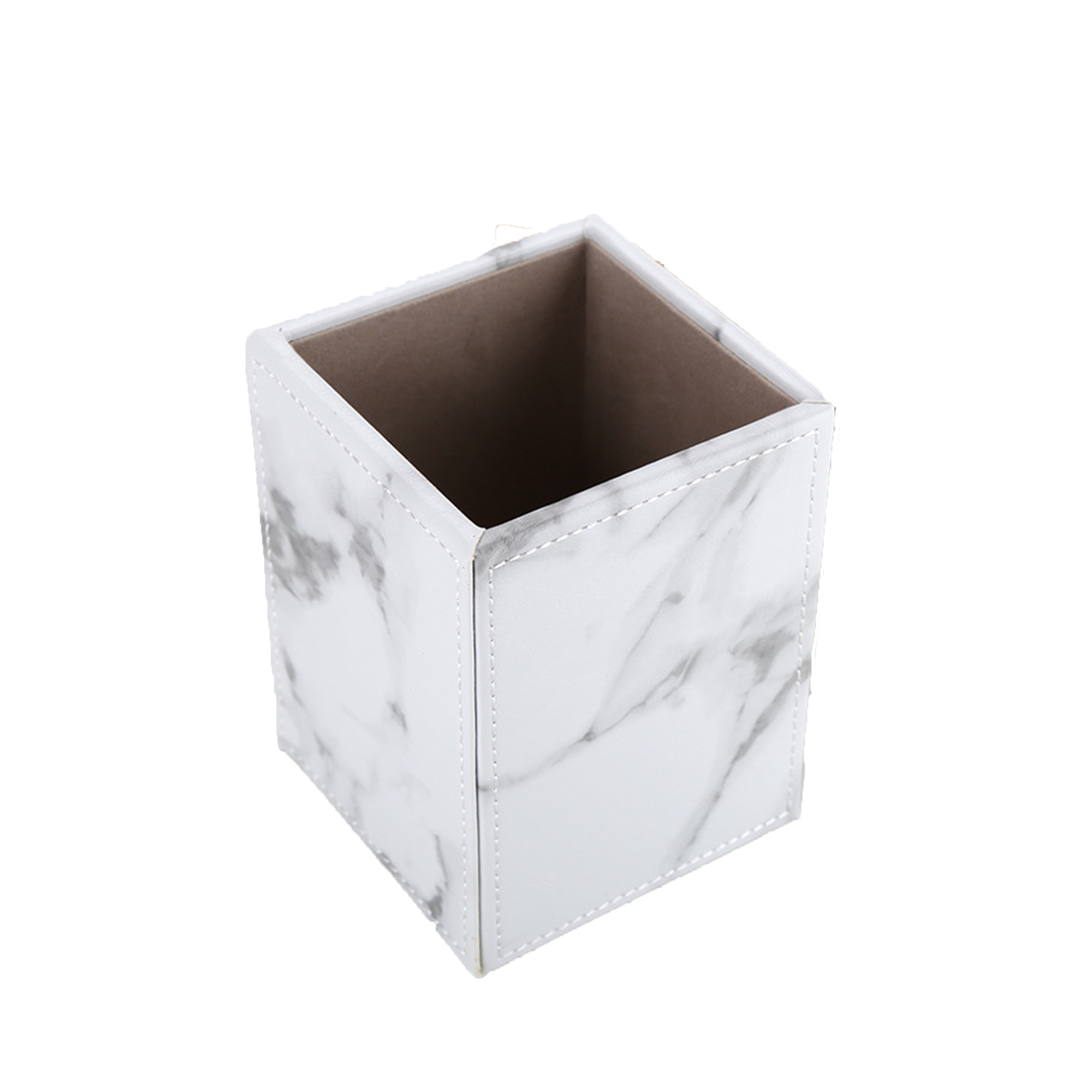 Desk Pen Holder crafted from Leather 3.4  x 3.4  x 4.6