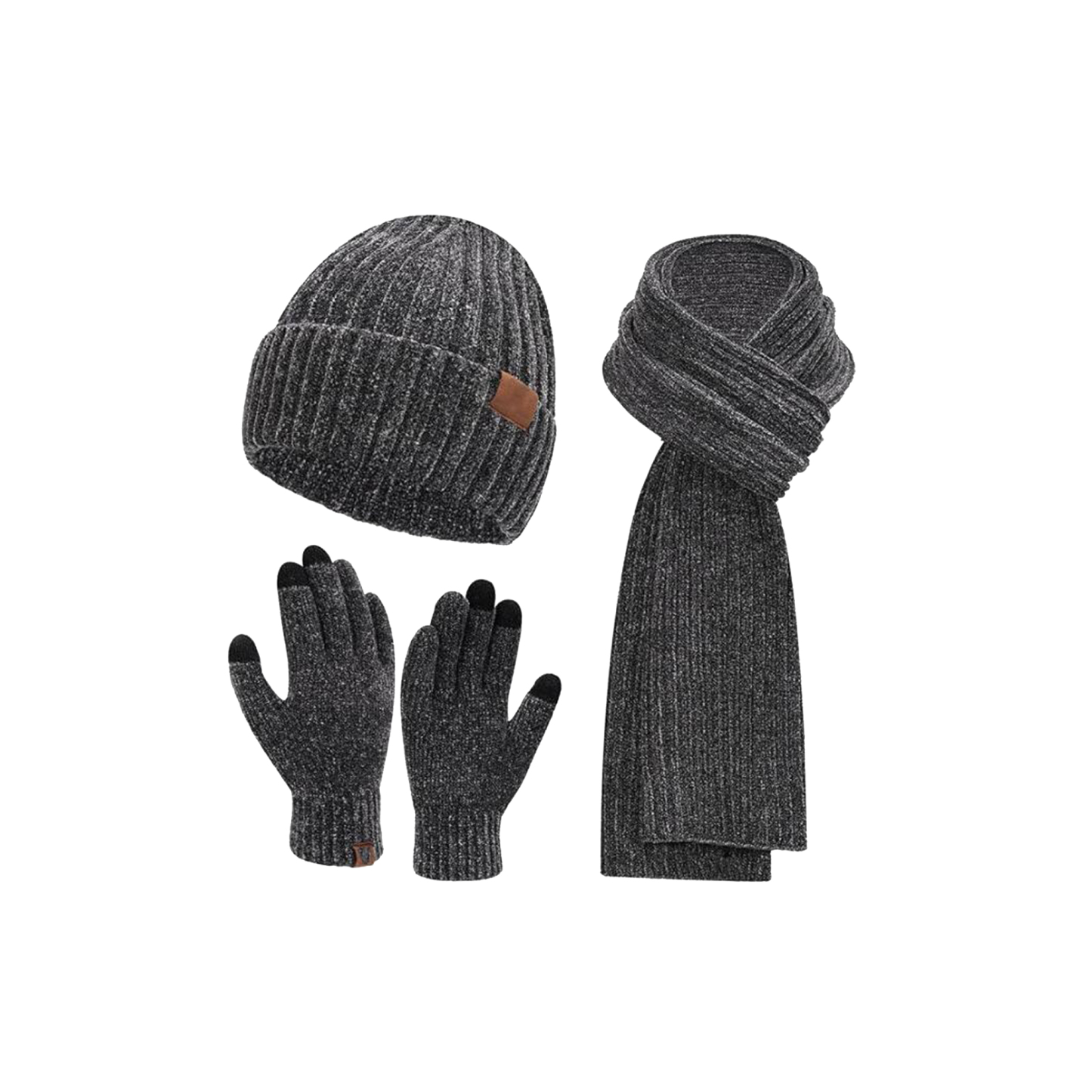 Knit hat, scarf and gloves 3 sets