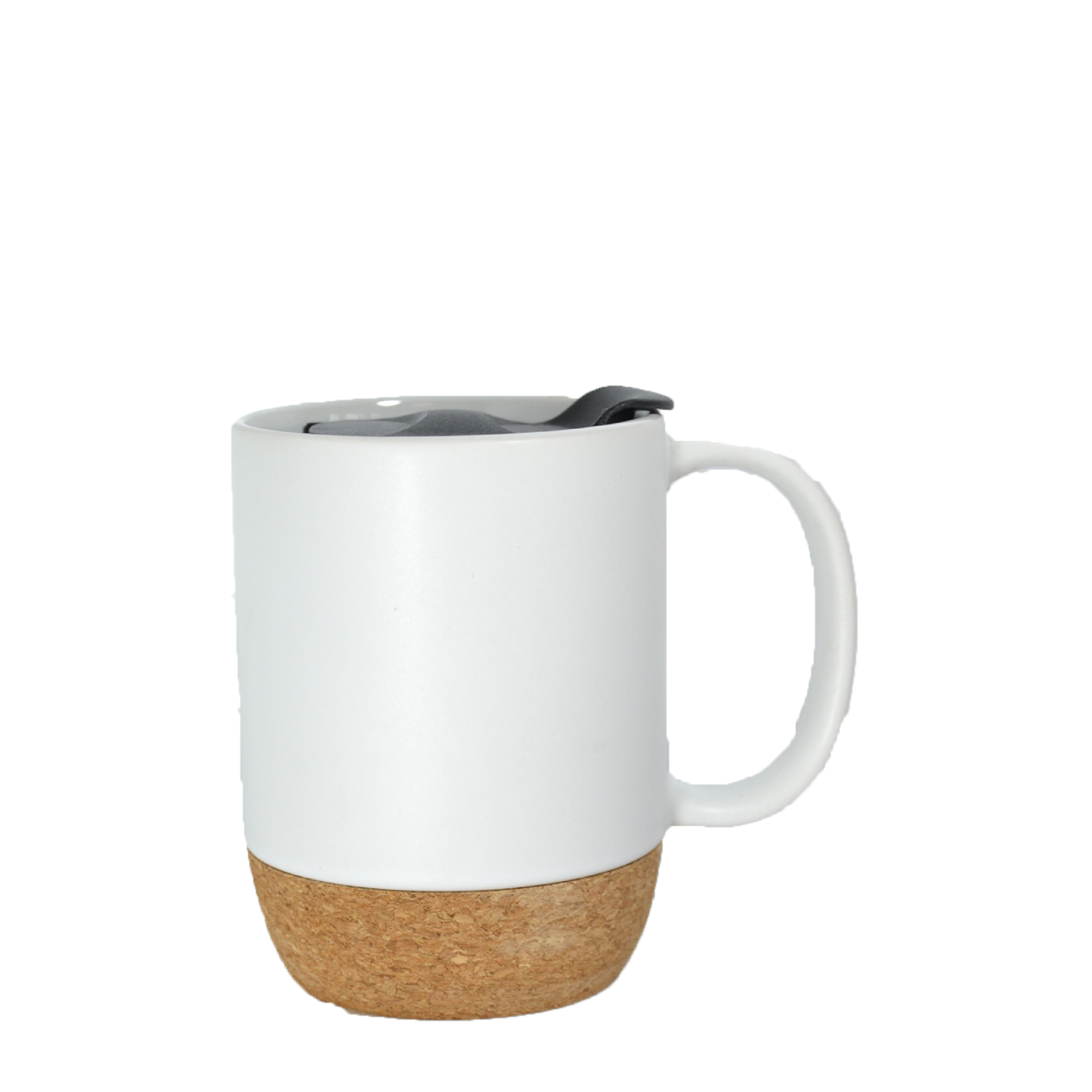 Ceramic Mugs with Cork Base and Plastic Lid 3.3 " x 4.3 "