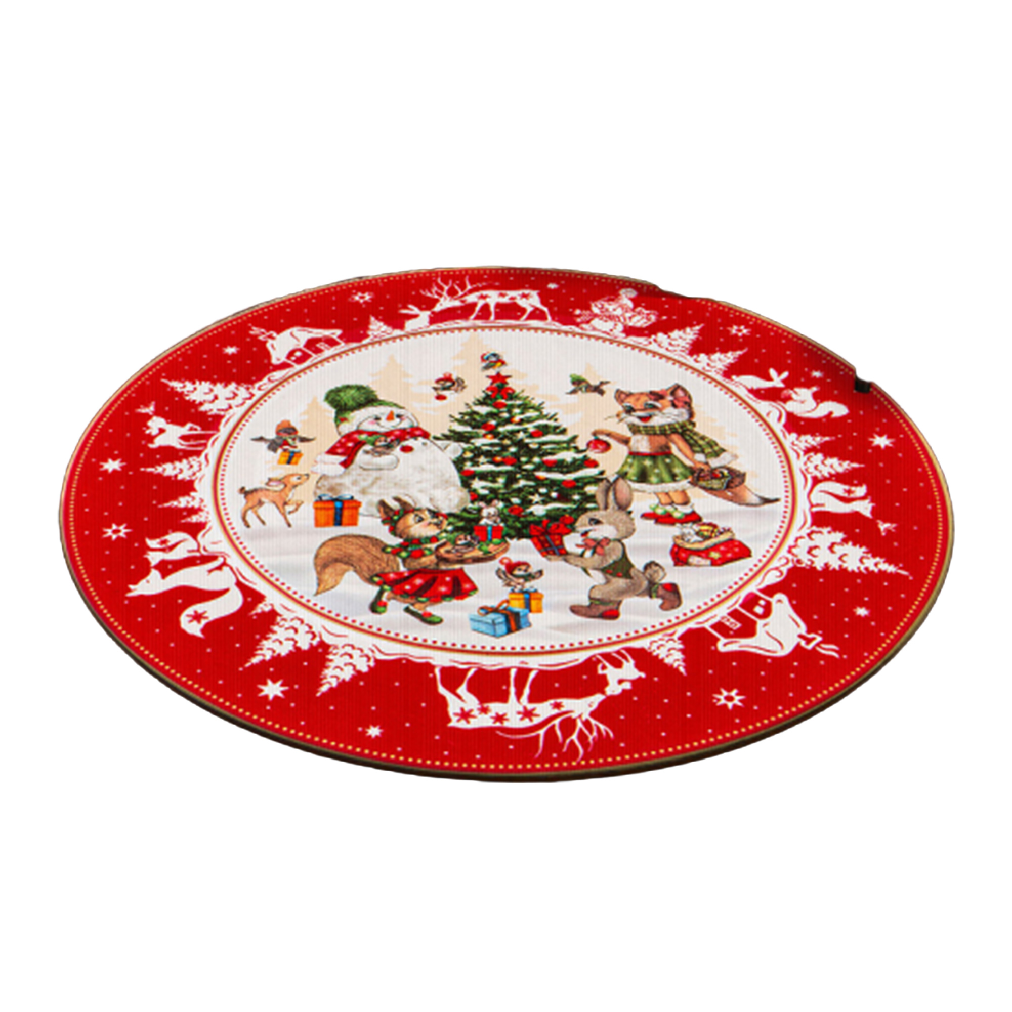 Cross-border round cartoon Christmas-themed printed rug