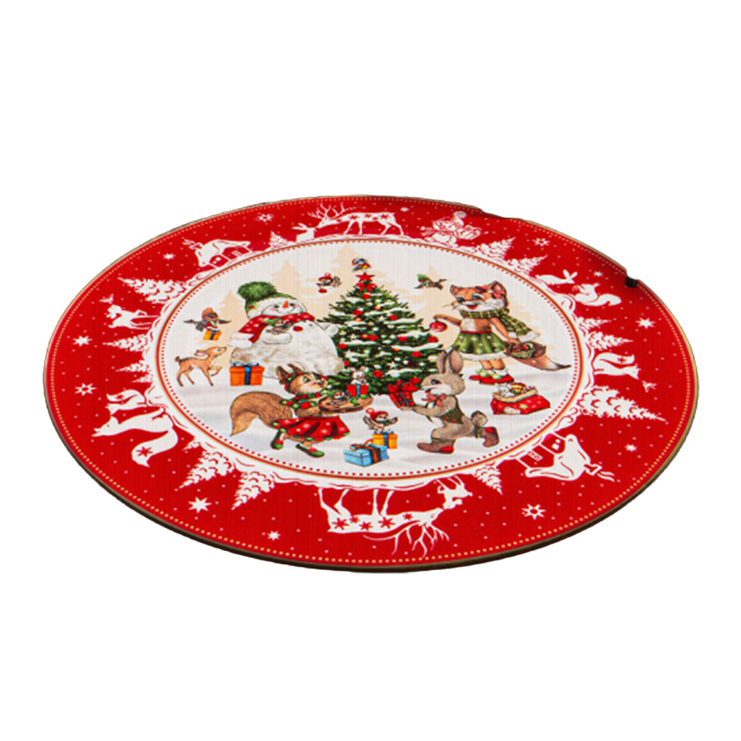 Cross-border round cartoon Christmas-themed printed rug