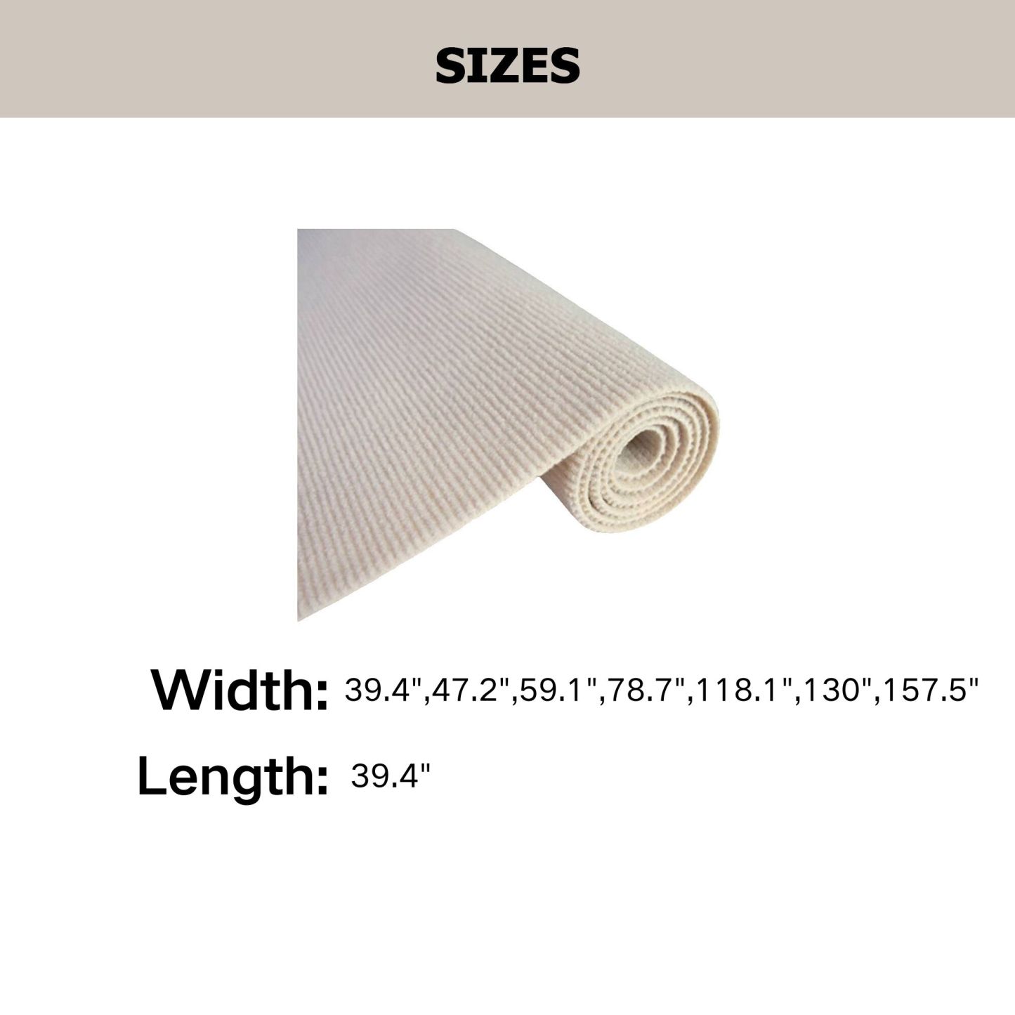"Ins Style Beige Striped Bedside Photo Carpet – Width: 39.4 to 157.5 inches Length: 39.4 inches"