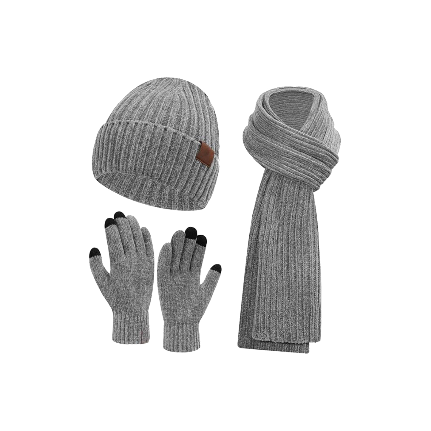 Knit hat, scarf and gloves 3 sets