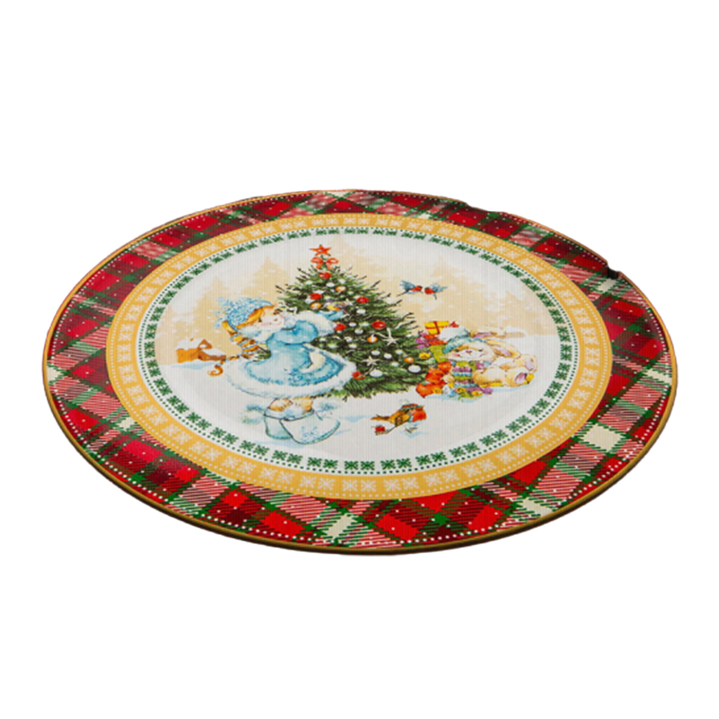 Cross-border round cartoon Christmas-themed printed rug
