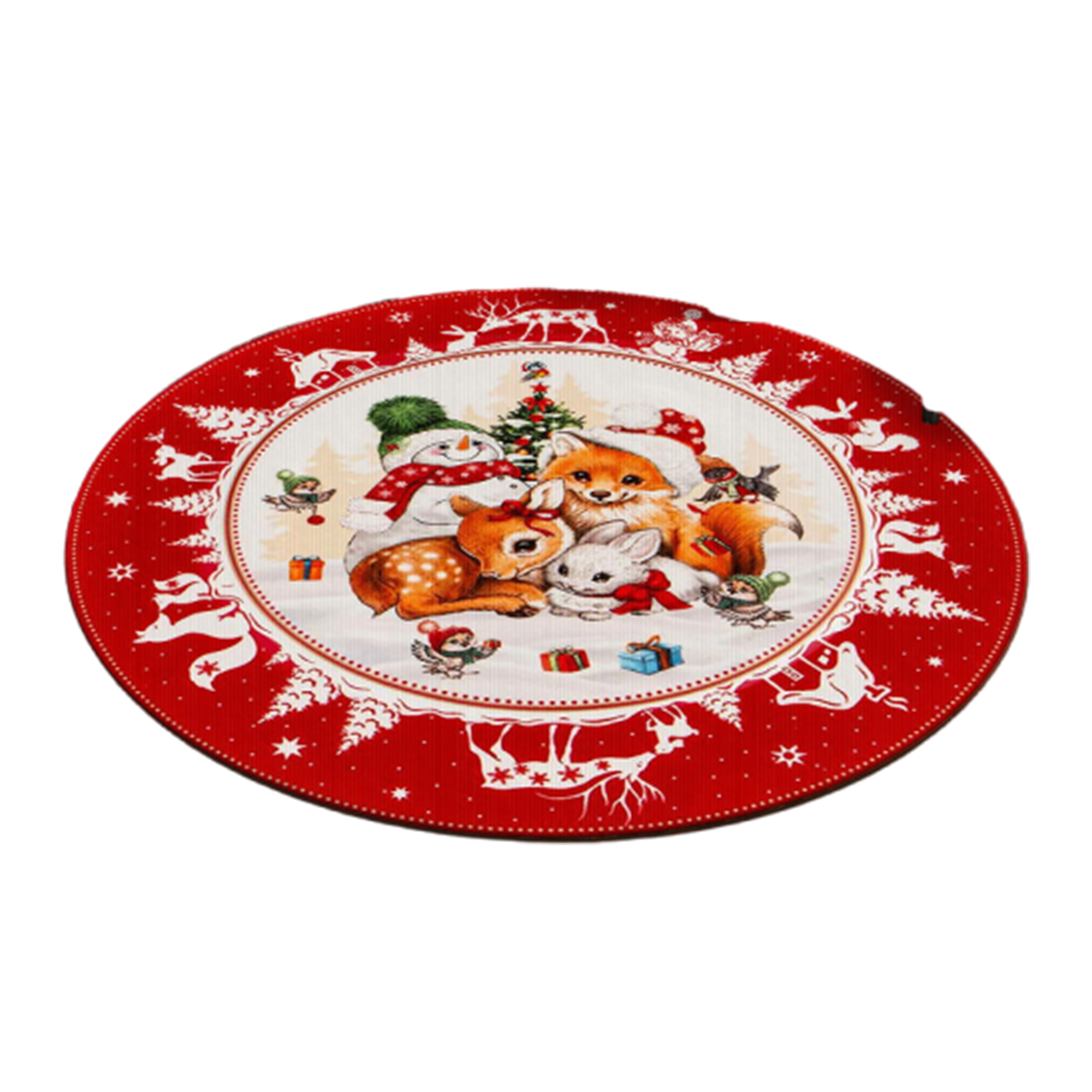 Cross-border round cartoon Christmas-themed printed rug