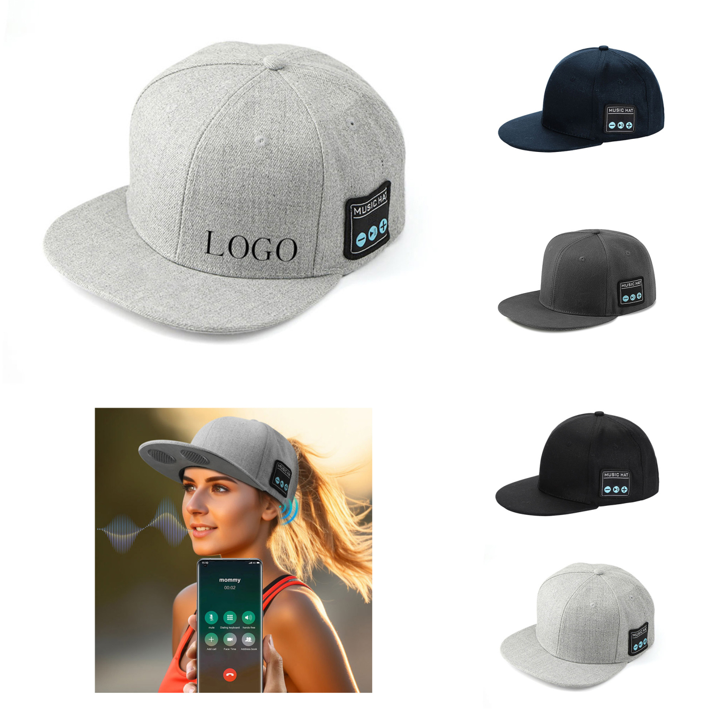 Bluetooth Music Cap with Integrated Speakers 11.0" x 7.3"