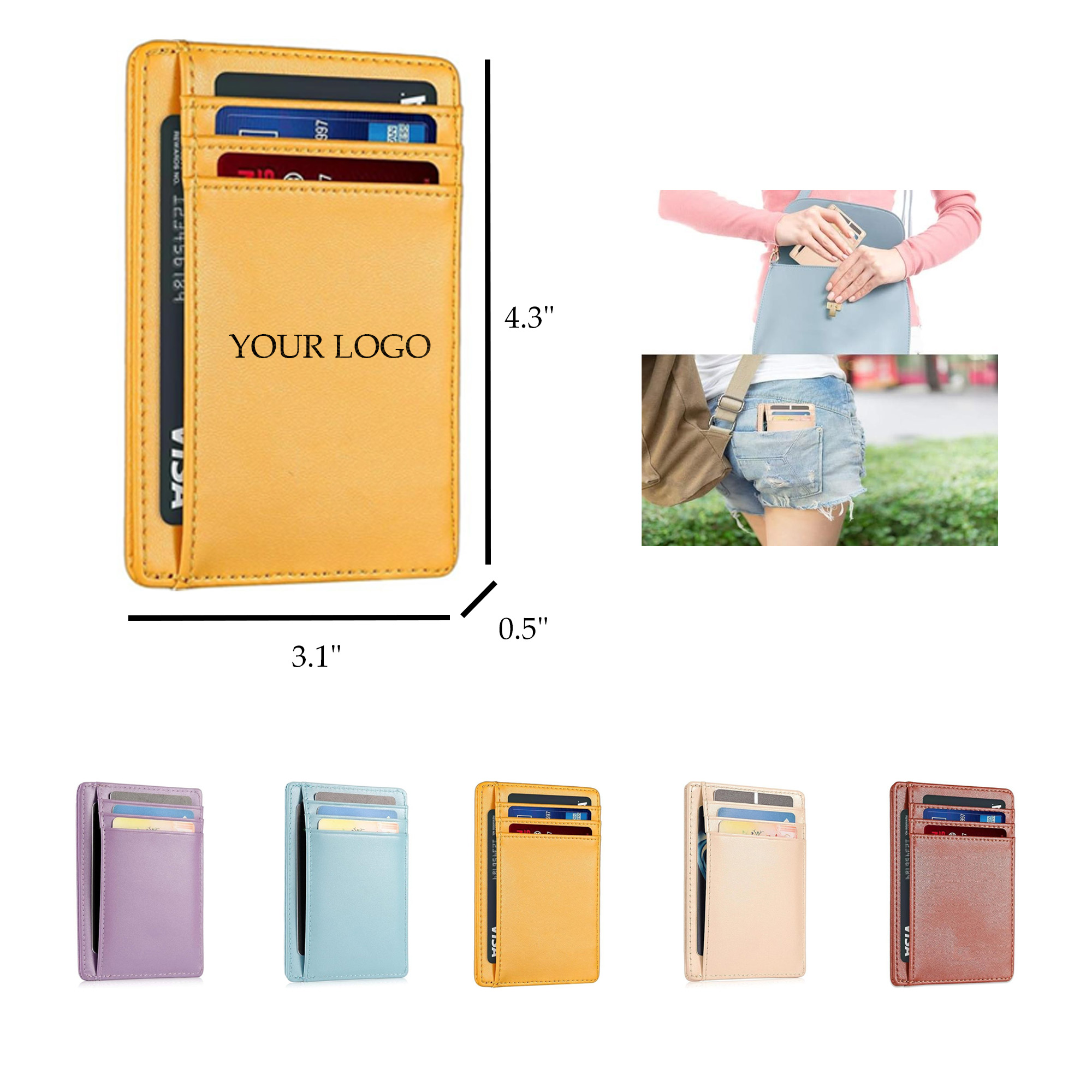 Carbon Fiber RFID Secure Slim Leather Wallet                   4.3"x3.1"x0.5"