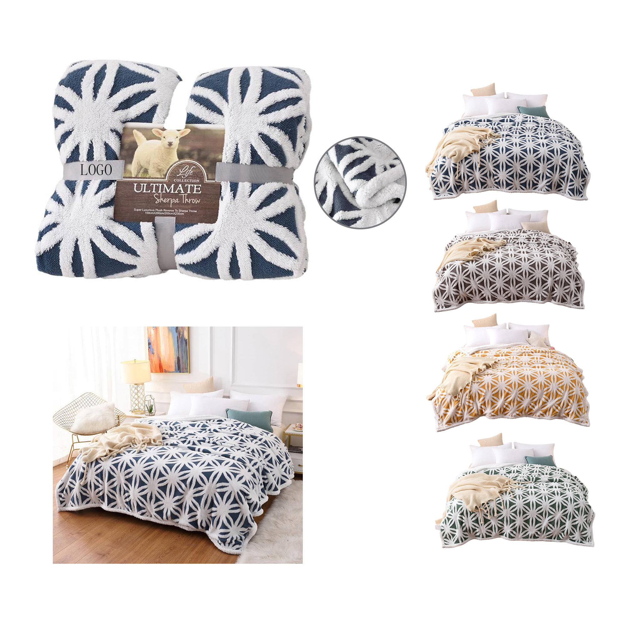 Cationic Lamb Wool Fleece Blanket