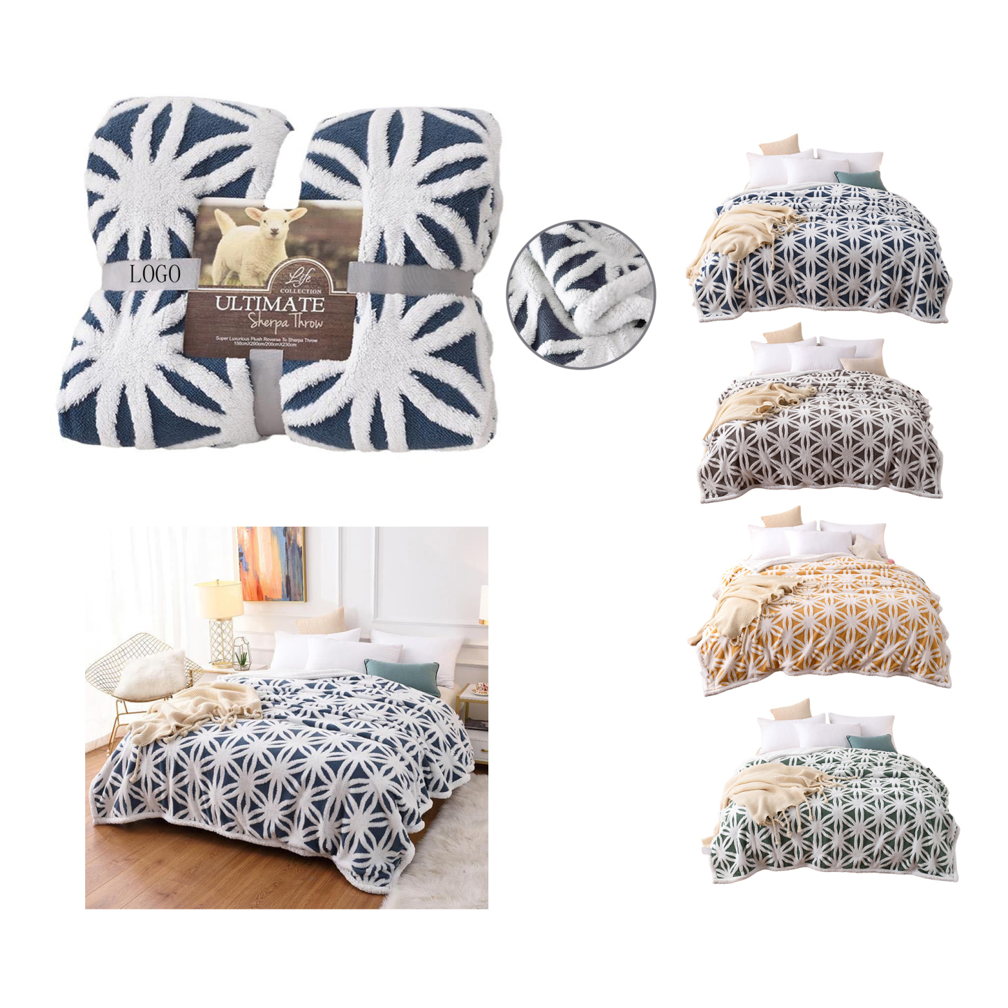 Cationic Lamb Wool Fleece Blanket