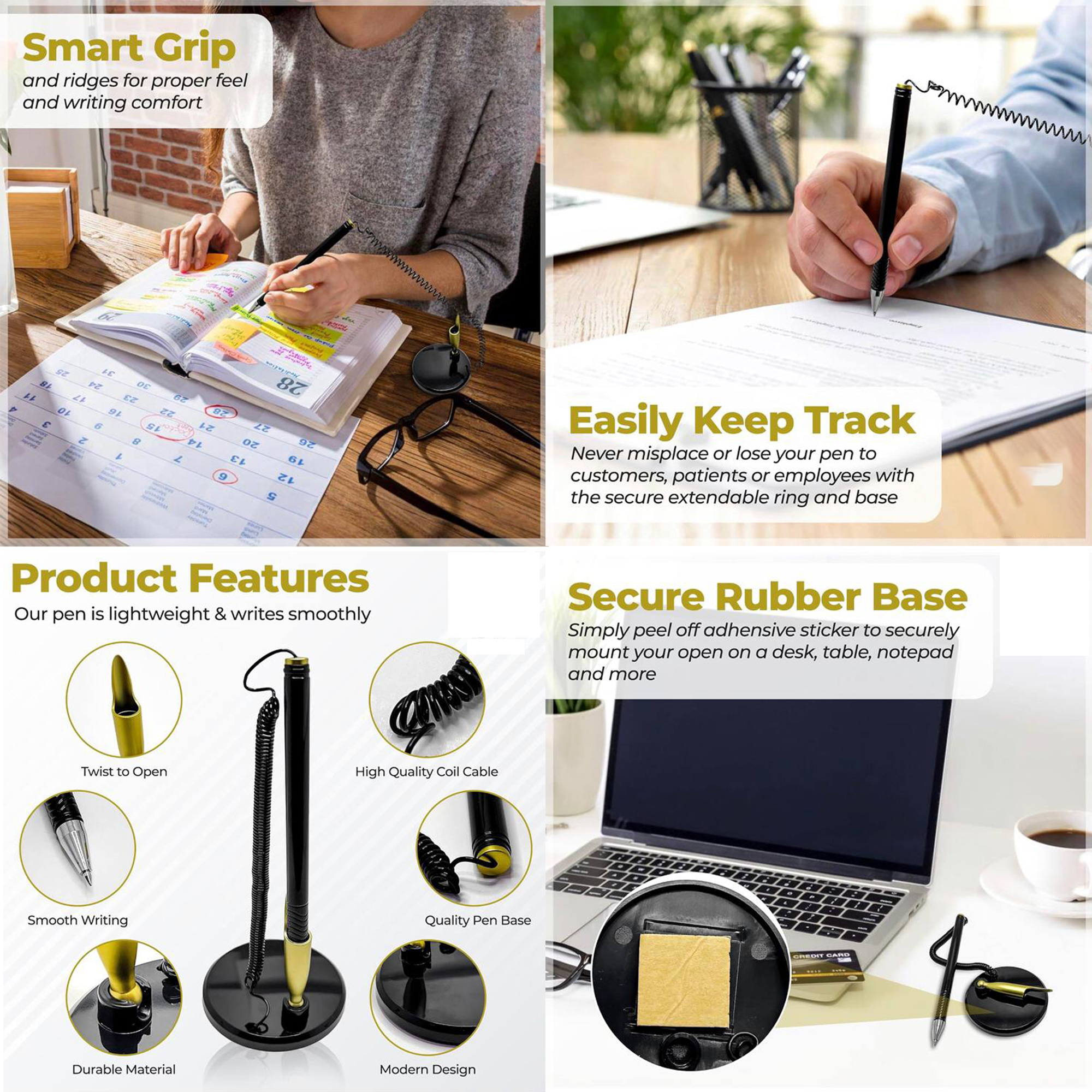 Counter Pen with Flexible Tether Cord 