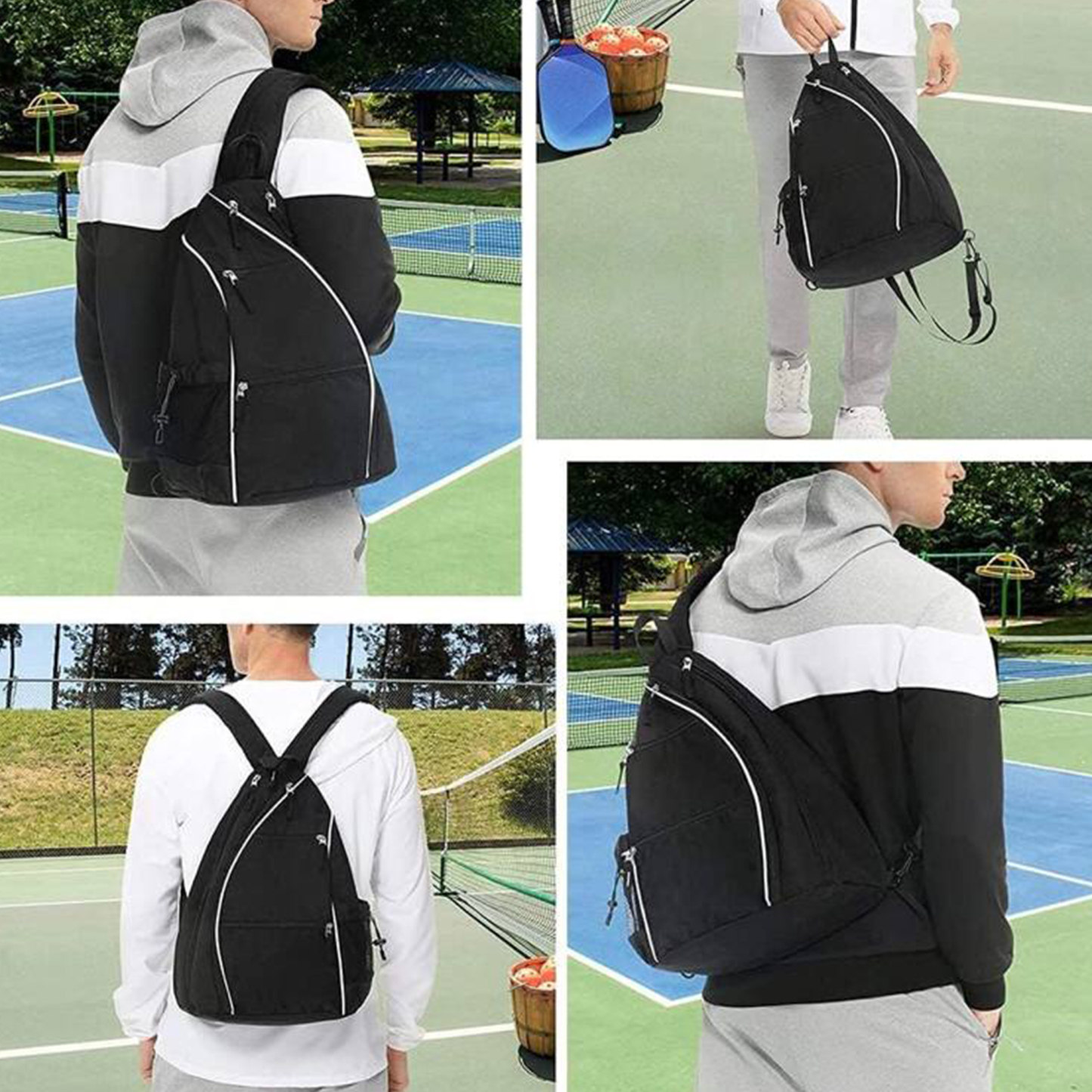 Multifunctional Sports Racket Bag – 17.7"" H x 12.6"" L x 7.9"" W Multifunctional Design Large Capacity Zipper Closure One Shoulder Strap Side Mesh Pocket