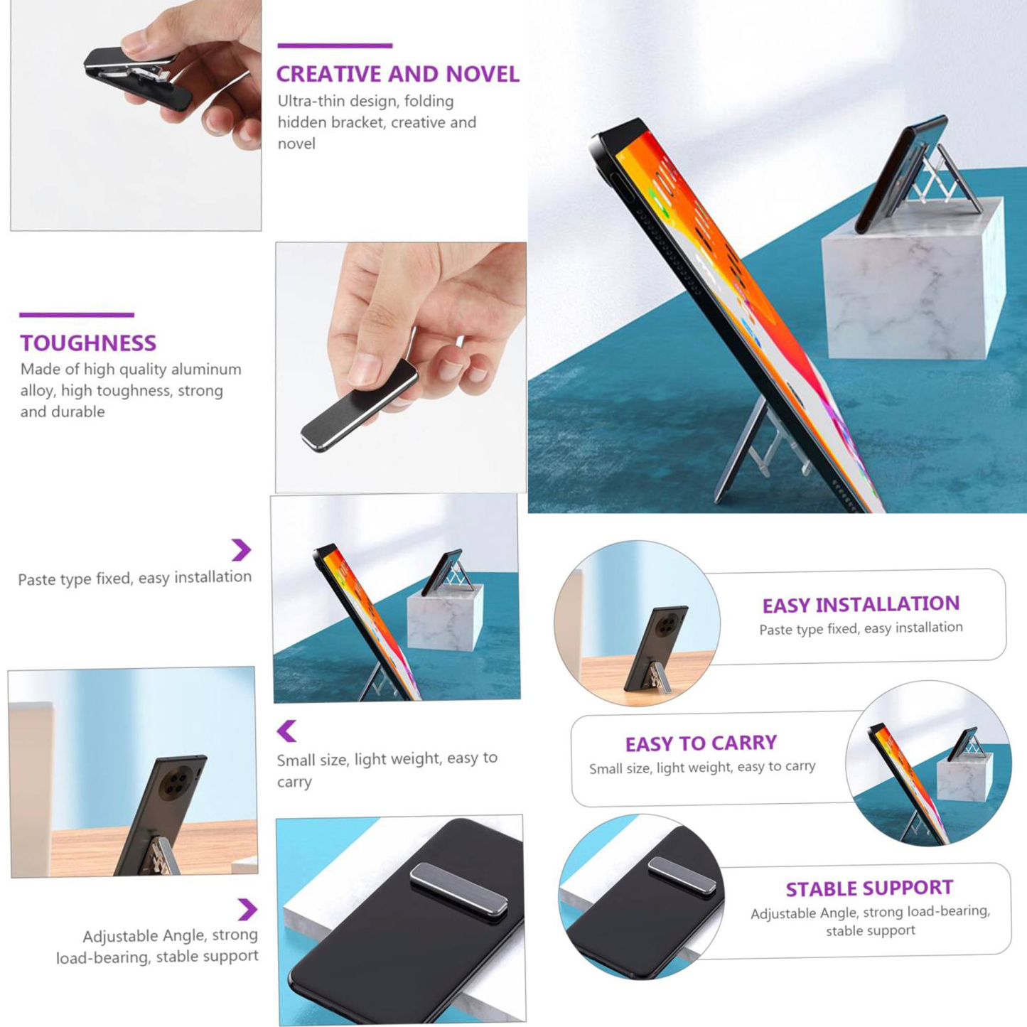 Back Sticker Mobile Phone Stand (1.8"" L x 0.4"" W x 0.2"" H) 