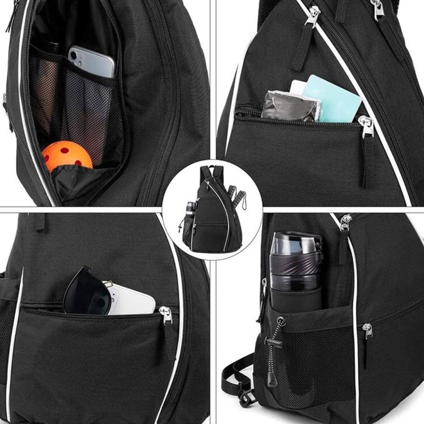 Multifunctional Sports Racket Bag – 17.7"" H x 12.6"" L x 7.9"" W Multifunctional Design Large Capacity Zipper Closure One Shoulder Strap Side Mesh Pocket