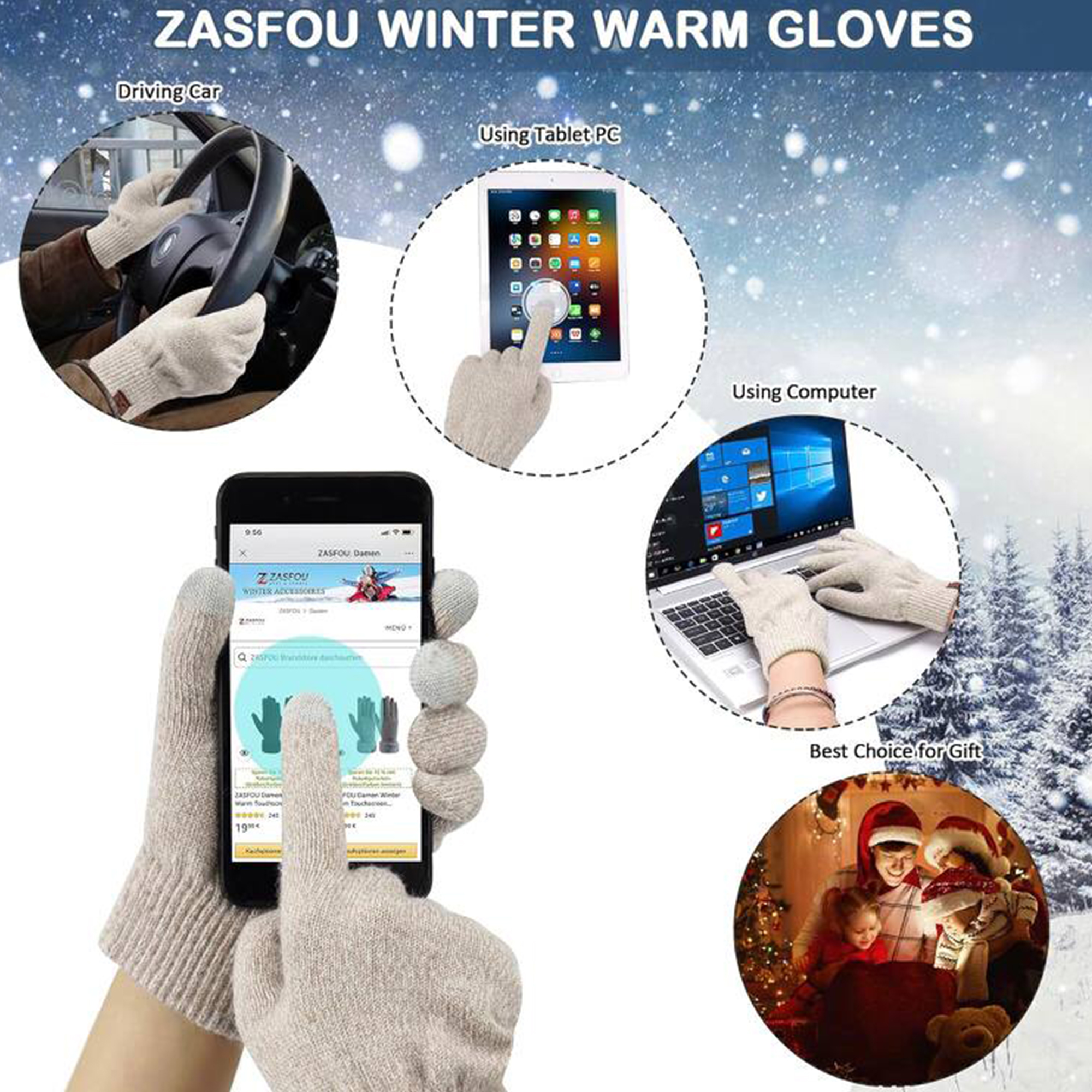 Knit hat, scarf and gloves 3 sets