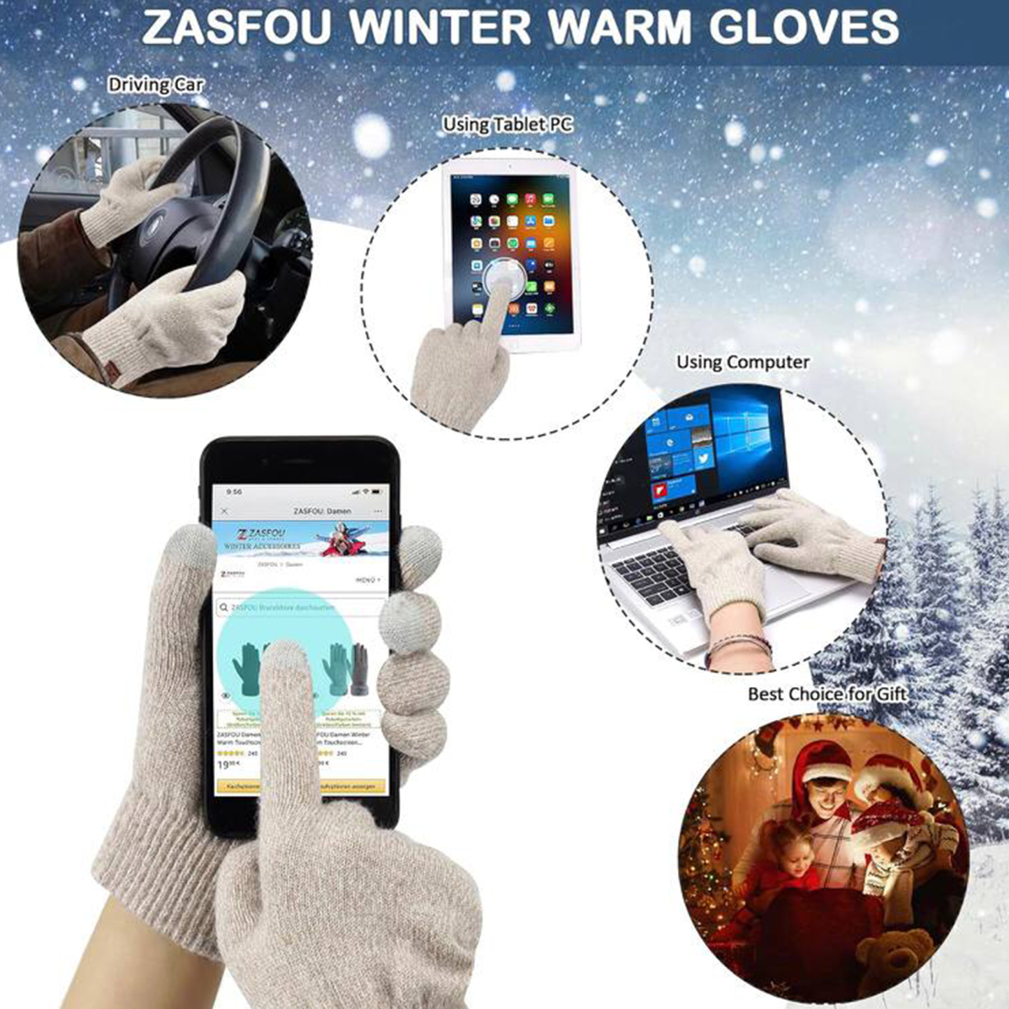 Knit hat, scarf and gloves 3 sets