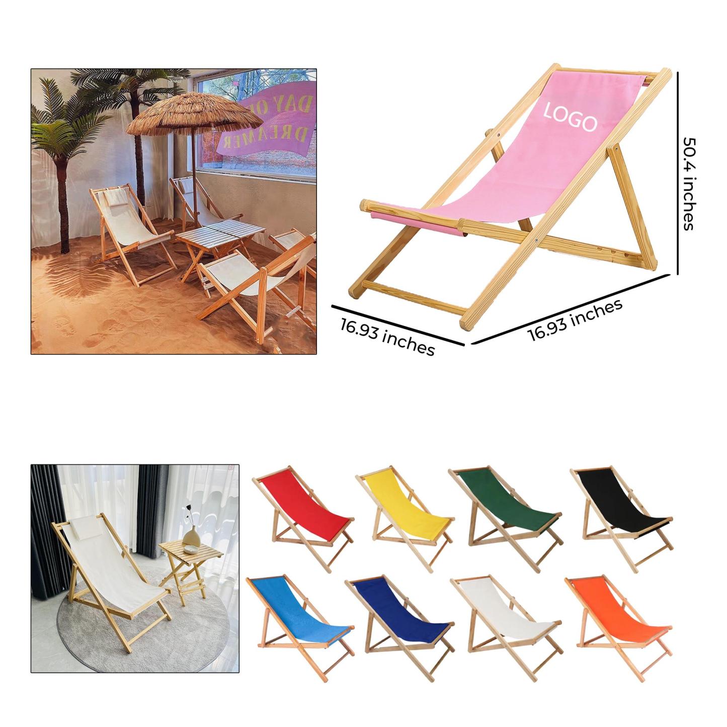 Foldable recliners made of wood for the beach 50.4 " x 22.8 "