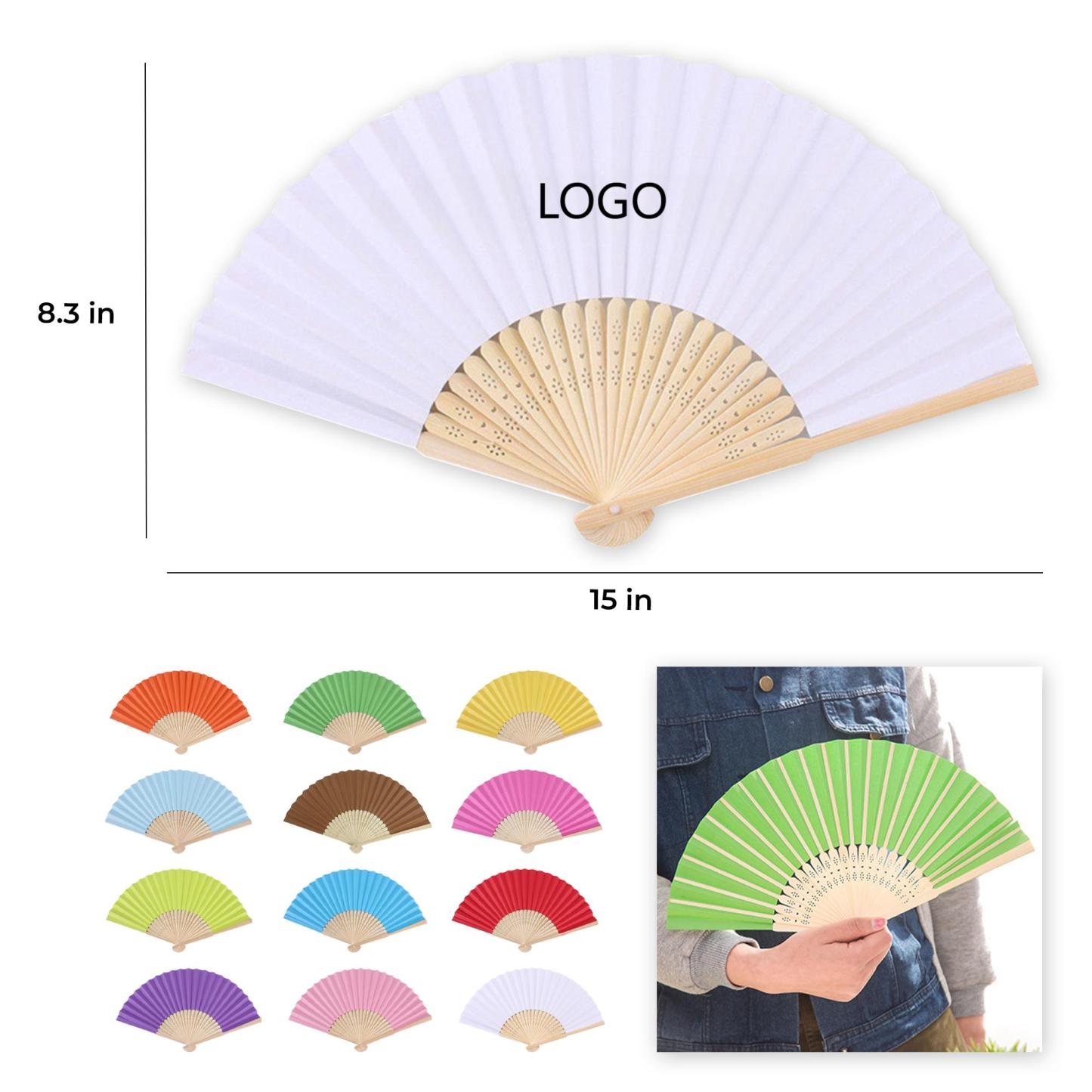 Hand fans crafted from folding paper bamboo 8.3 " x 15 "