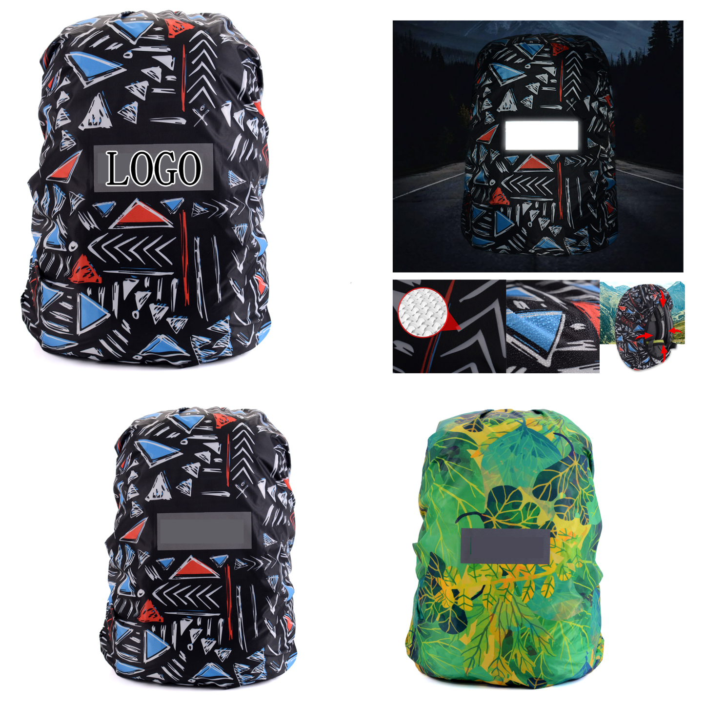 Reflective Backpack Rain Cover – Full Version with Digital Printing, Cross-Border Waterproof Dust Cover for Backpacks