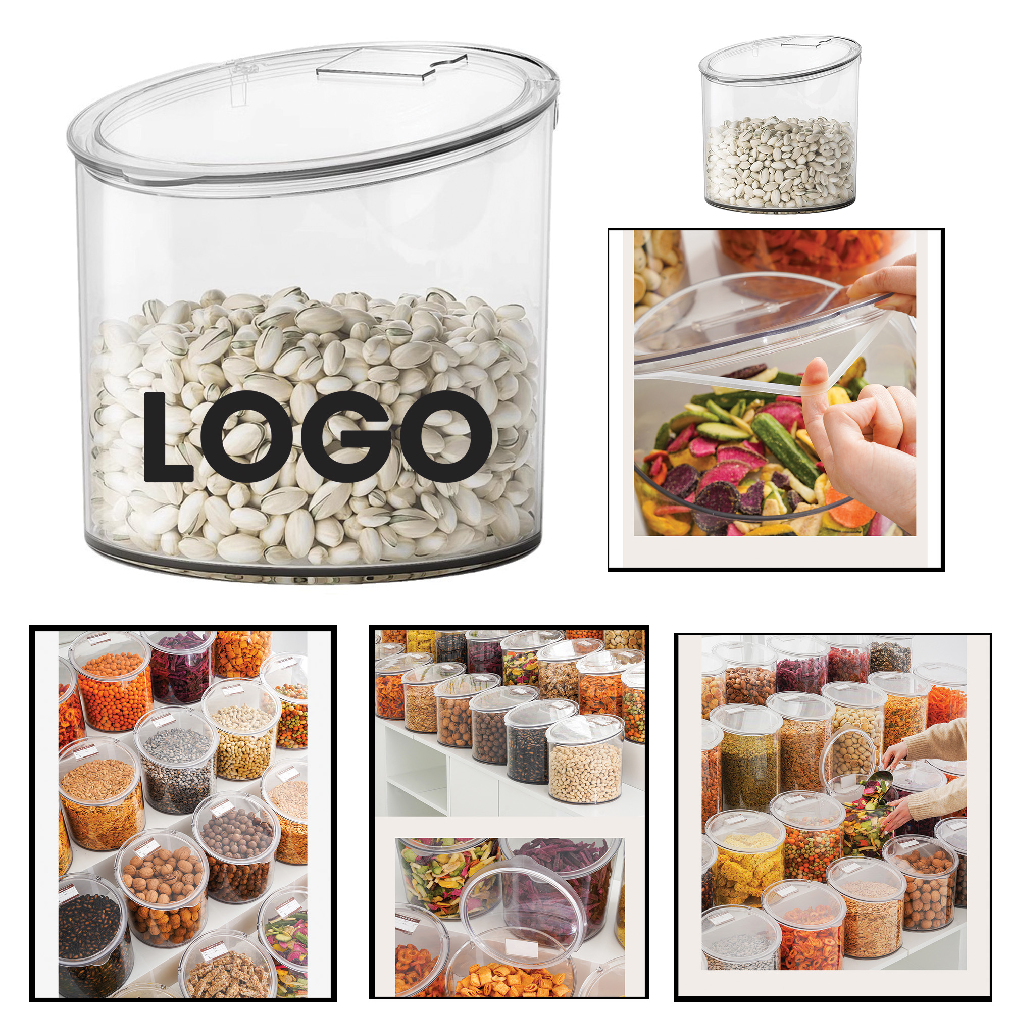 Thickened Transparent Food Barrel with Lid