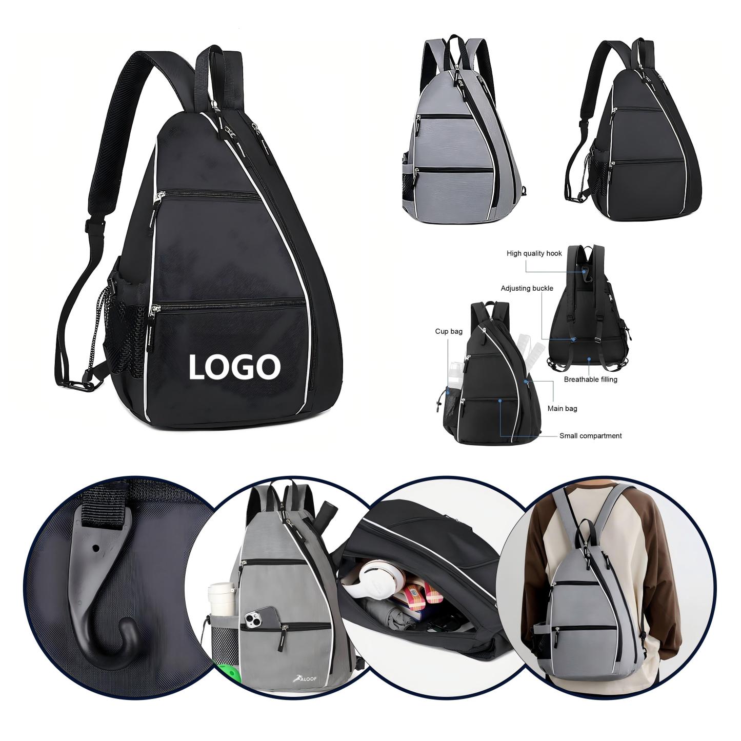 Multifunctional Sports Racket Bag – 17.7"" H x 12.6"" L x 7.9"" W Multifunctional Design Large Capacity Zipper Closure One Shoulder Strap Side Mesh Pocket