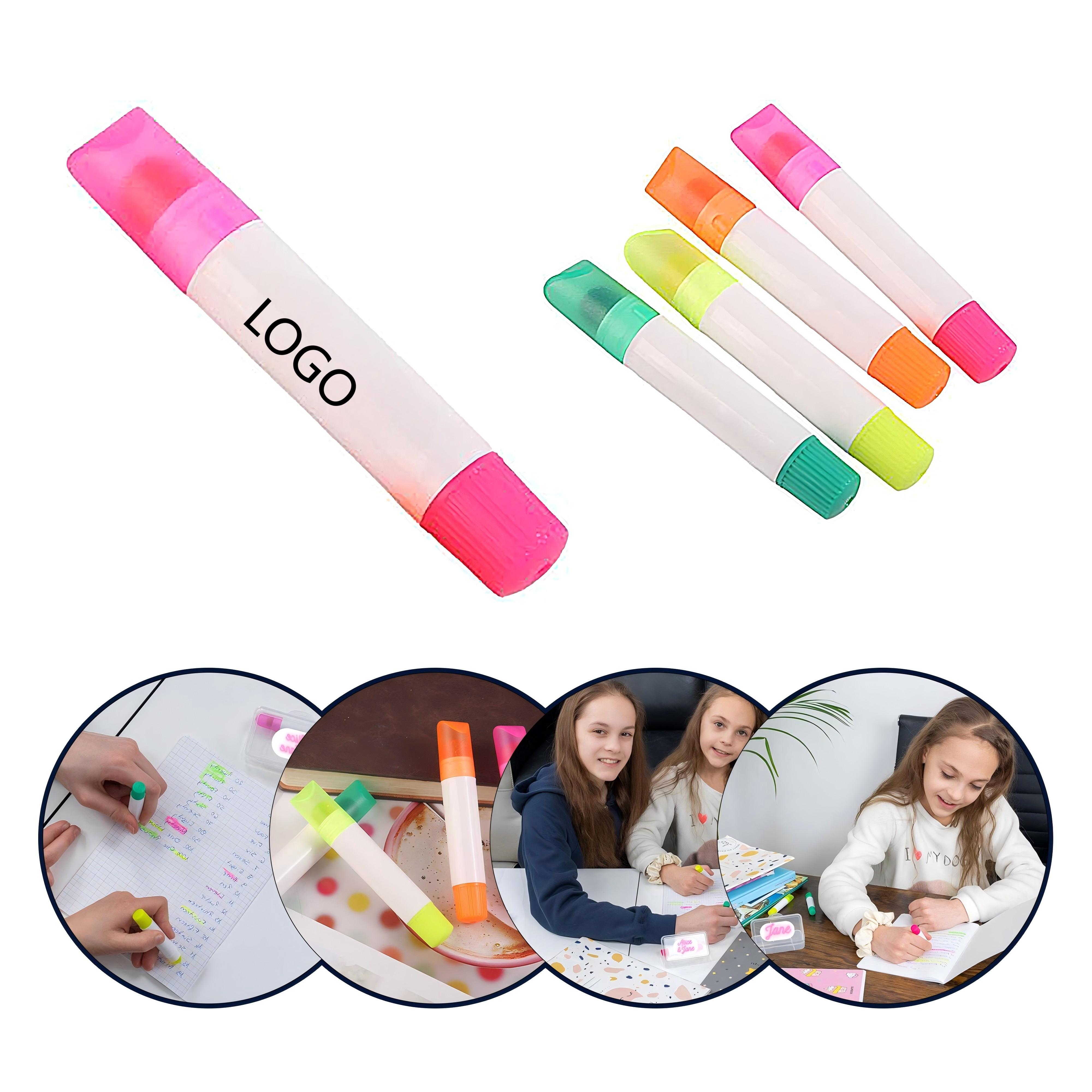 Eco-Friendly Wheat Stick Graffiti Highlighter Pen with 4 Color Set 