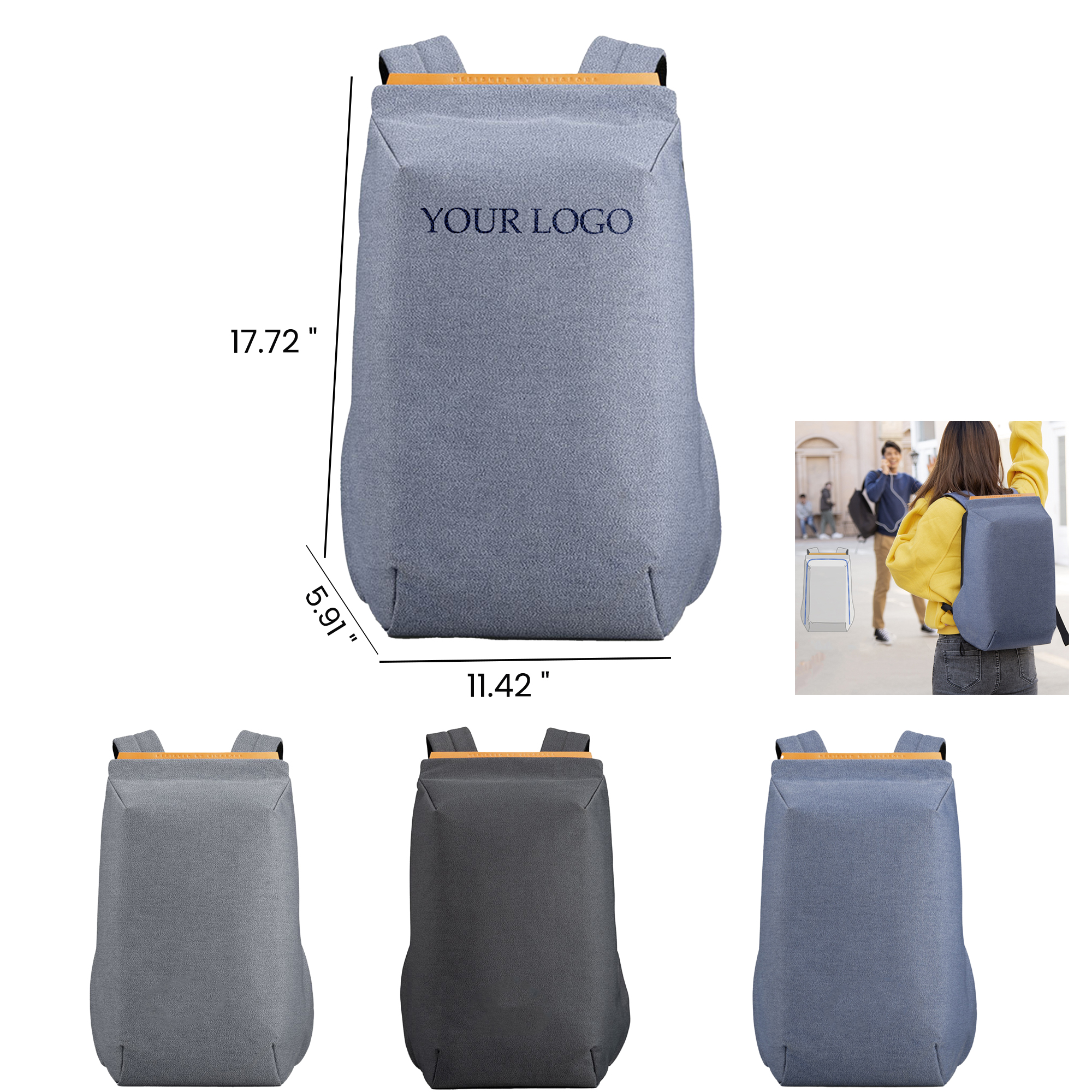 Minimalist Design Anti-Theft Laptop Backpack 17.72 " x 11.42 " x 5.91 "