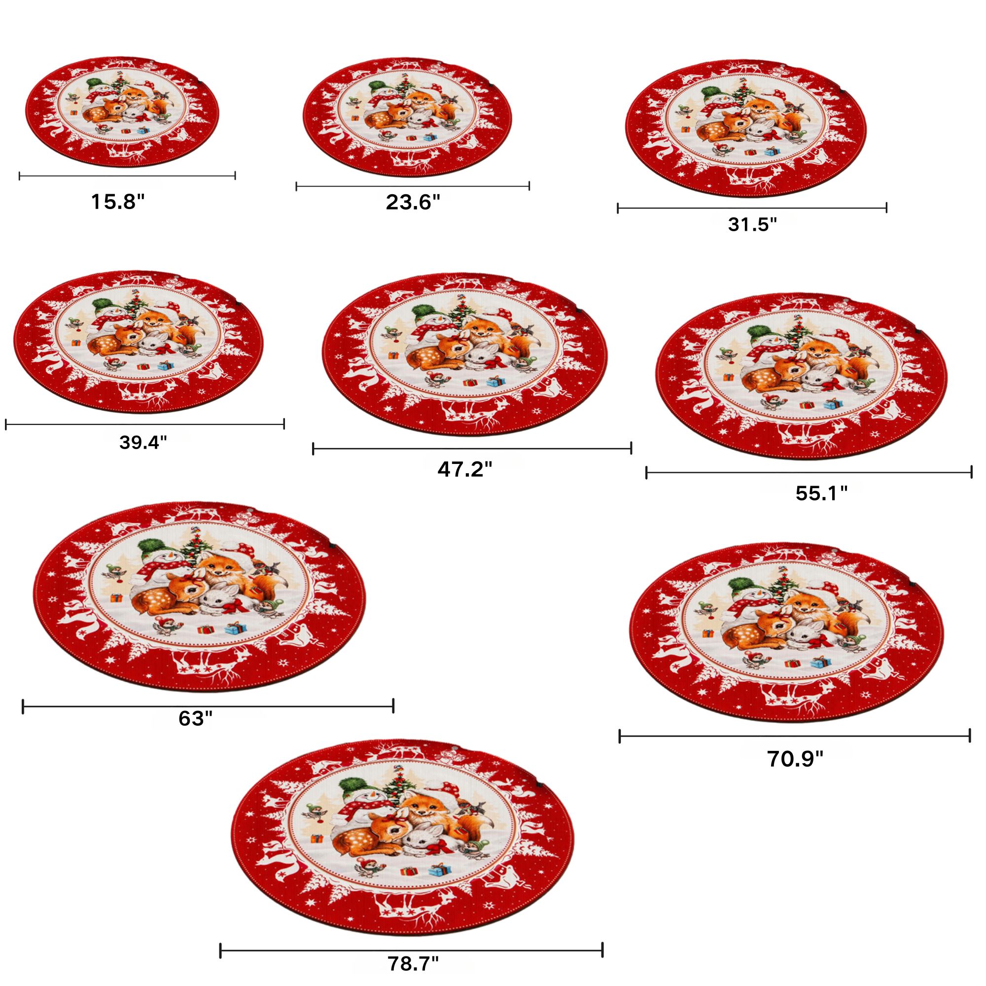 Cross-border round cartoon Christmas-themed printed rug