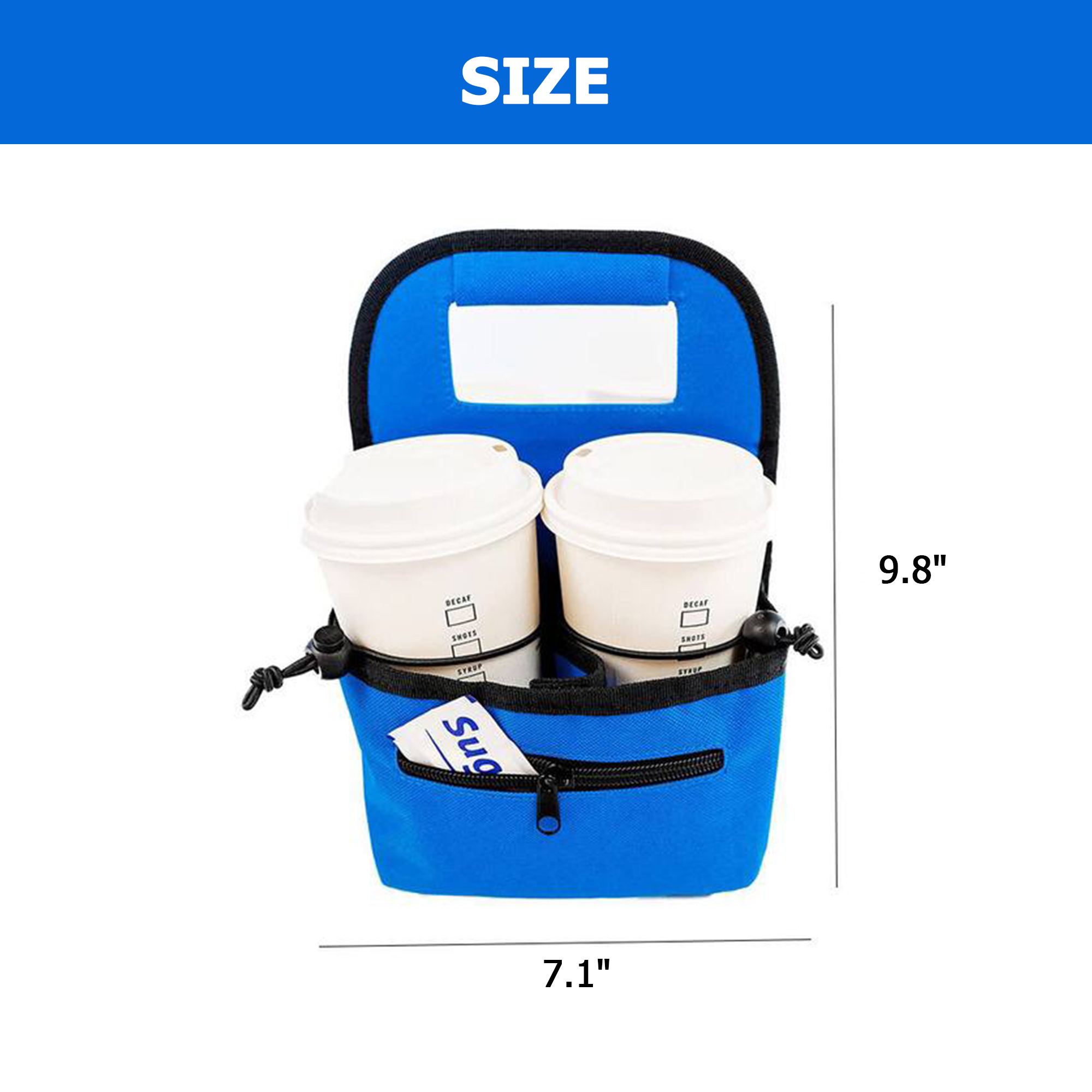 Customized Coffee Bag Transport Bag with Adjustable Beverage Size – 7.1"" L x 9.8"" H  