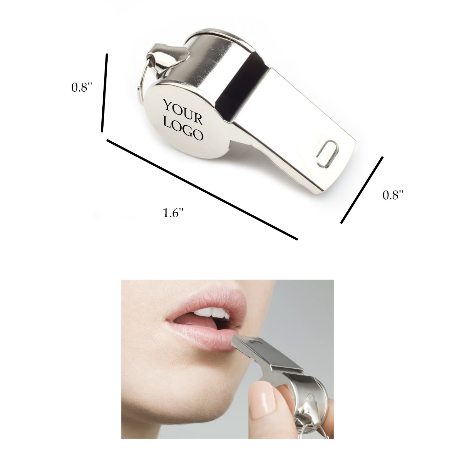 Stainless Steel Athletic Whistle                    1.6"x0.8"x0.8"
