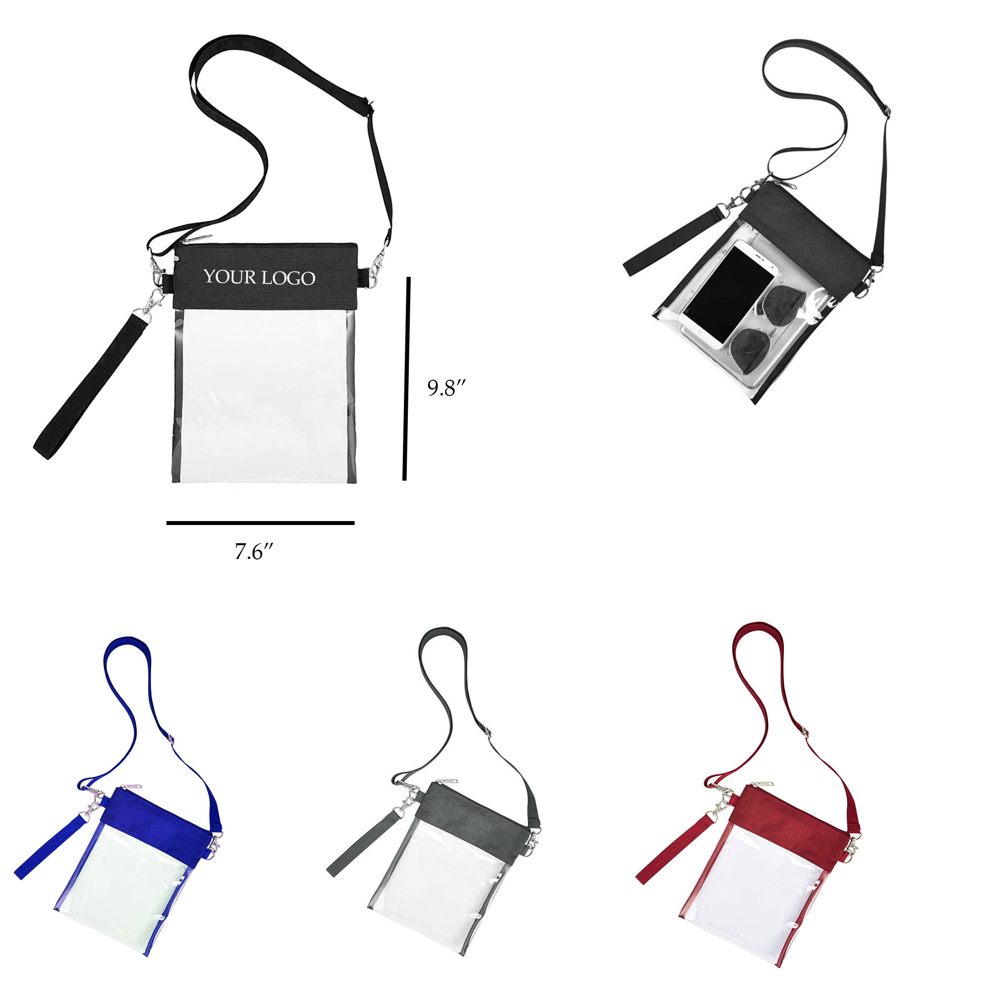 Transparent Crossbody Purse 7.6" x 9.8"