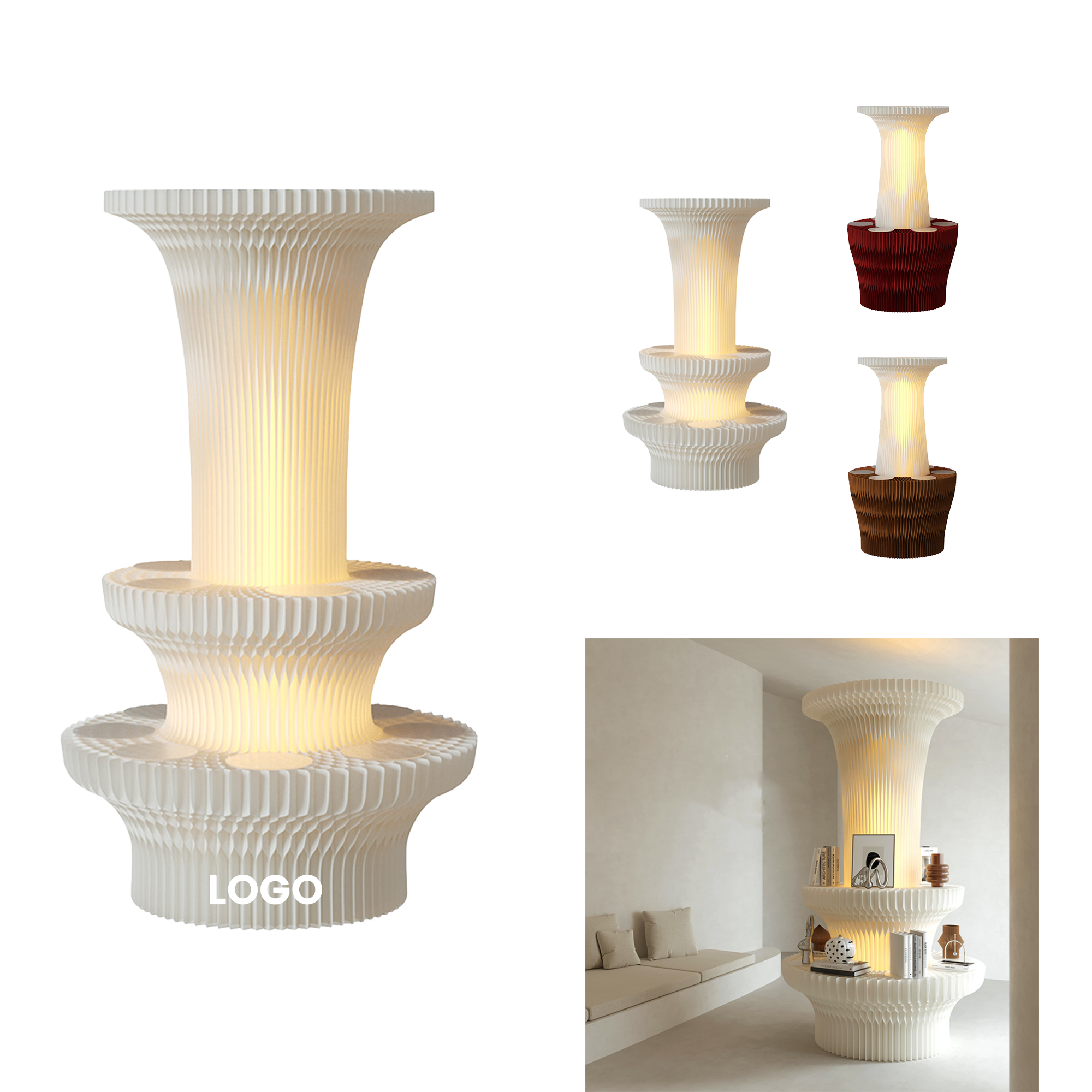 Eighteen Paper Island Exhibition Lamp Post Shelves