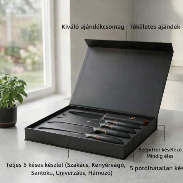 Omejena kúria: FISKARS® 5-darabos késes készlet állóval – FISKARS EDGE, konyhakés + tisztító