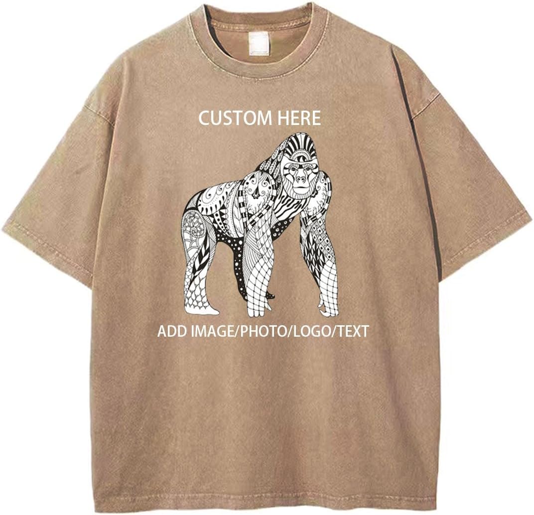 Custom Oversized T-Shirt, Design Your Own Half-Sleeve Oversize Cotton T-Shirt Casual Loose Vintage Tee