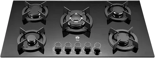 Raganet, Parrilla de Gas con 5 Quemadores, de Cristal Templado, Encendido Eléctrico, Estufa Empotrable y De Mesa, Compatible con Gas Natural y Gas LP Medidas: 88cm Largo X 51cm Ancho X 11cm Alto